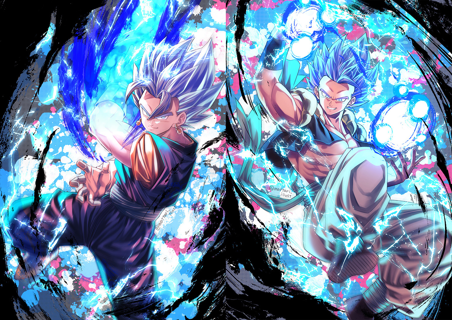 anime, anime boys, Vegito, Gogeta, Super Saiyajin Blue, Ultra Instinct, Dragon Ball Z, Dragon Ball Superx1092 Wallpaper