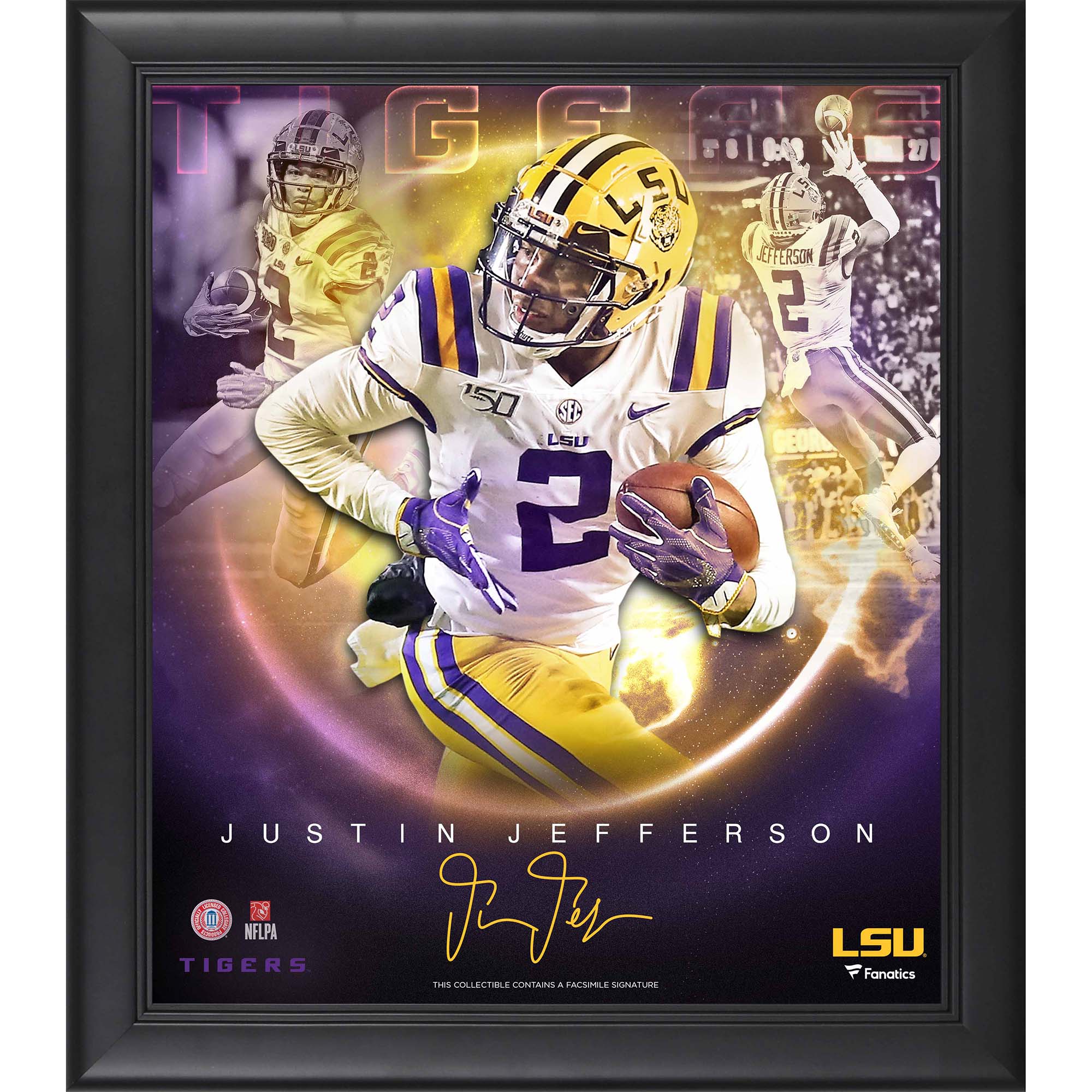 Justin Jefferson LSU Tigers Fanatics Authentic Framed 15 x 17 Stars of the Game Collage