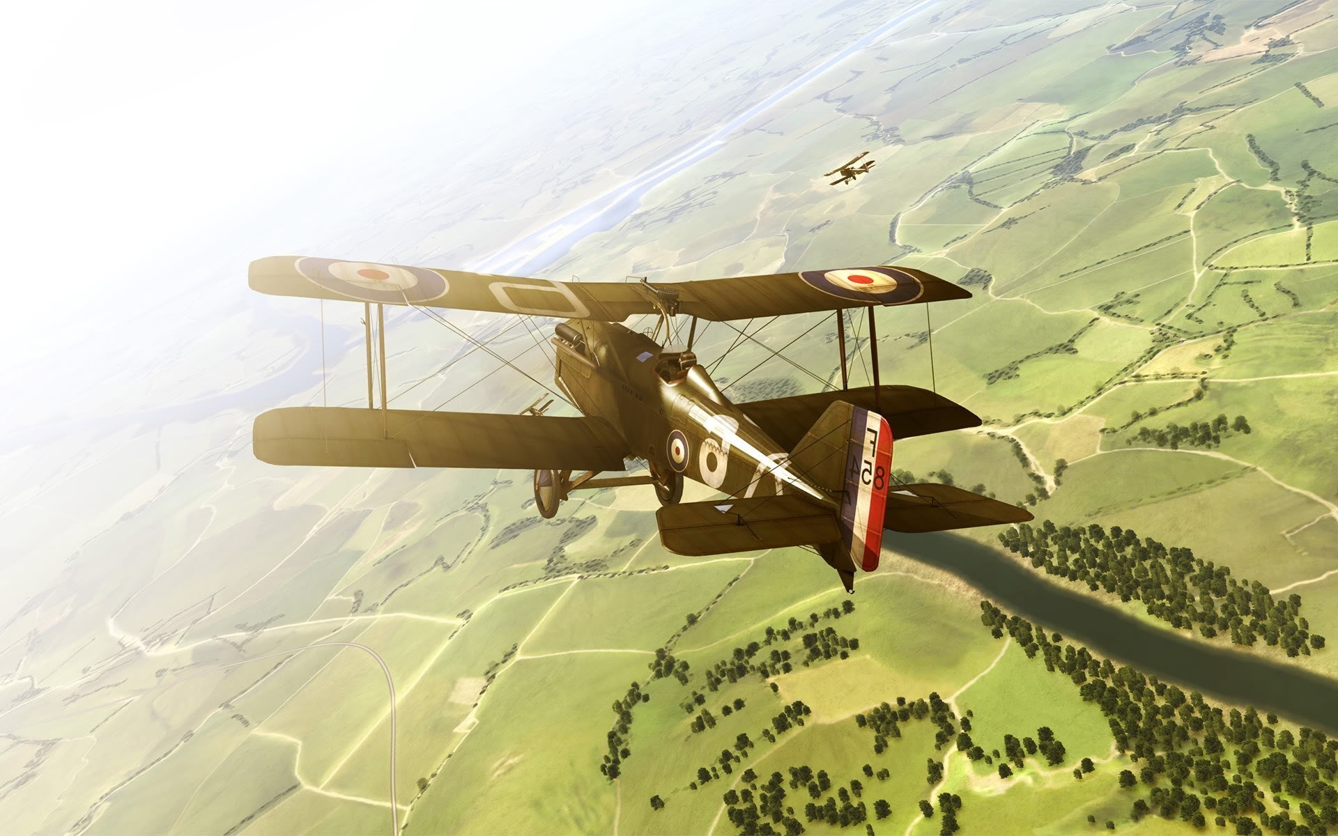 Wallpaper, vehicle, field, airplane, aircraft, propeller, biplane, glider, Flight, gliding, adventure, wing, atmosphere of earth, air travel, air sports, ultralight aviation 1920x1200