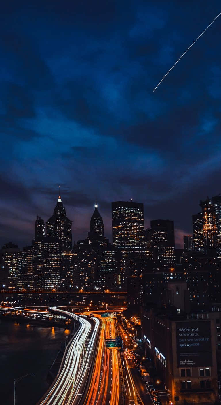 Download New York City Night Dark Sky iPhone Wallpaper