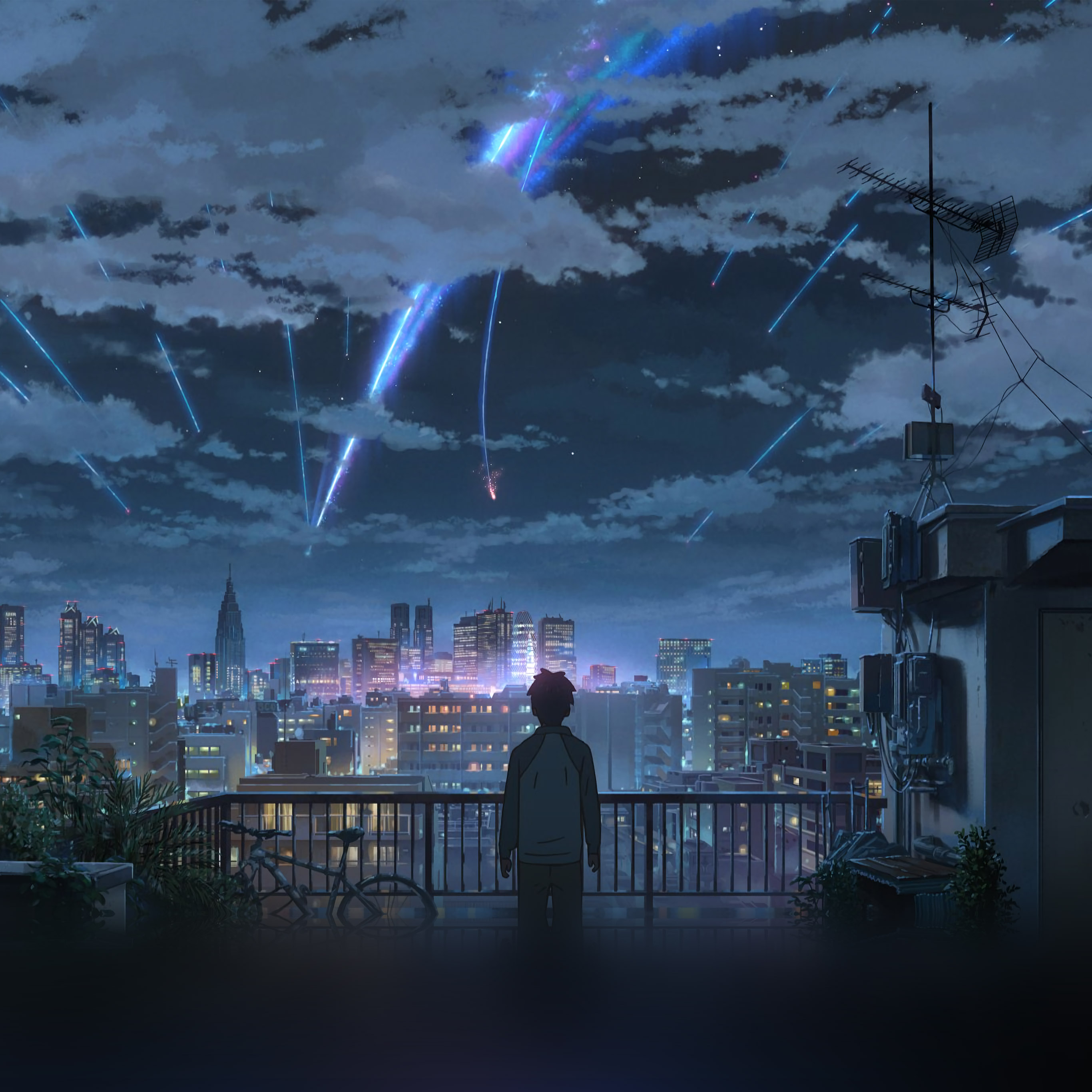 Android wallpaper. yourname night anime sky illustration art