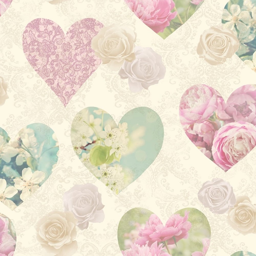 Novelty Heart Wallpaper Multicoloured (FD41912) from I Love Wallpaper UK