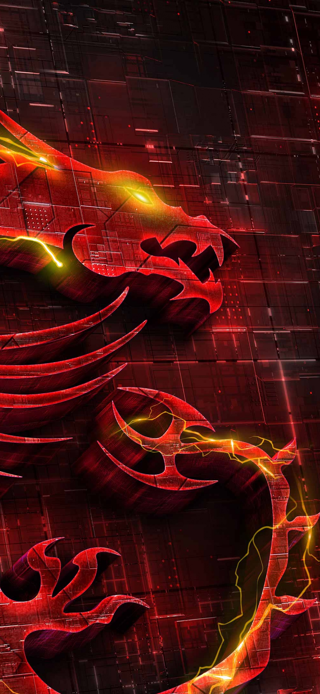 MSI Gaming Wallpaper 4K, Dragon, Fire, Red background