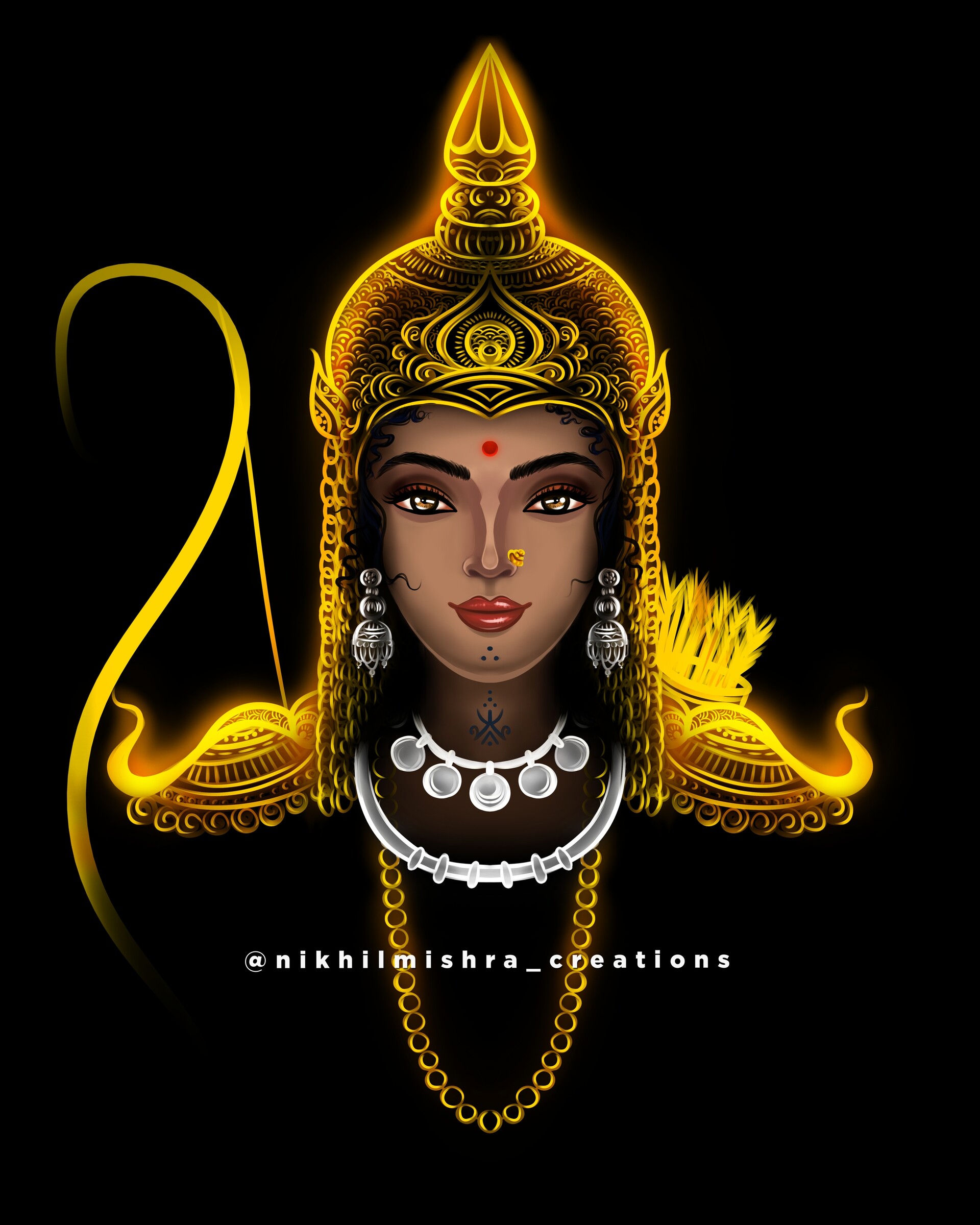Nikhil Mishra Durgavati ji digital painting Queen of Gondwana