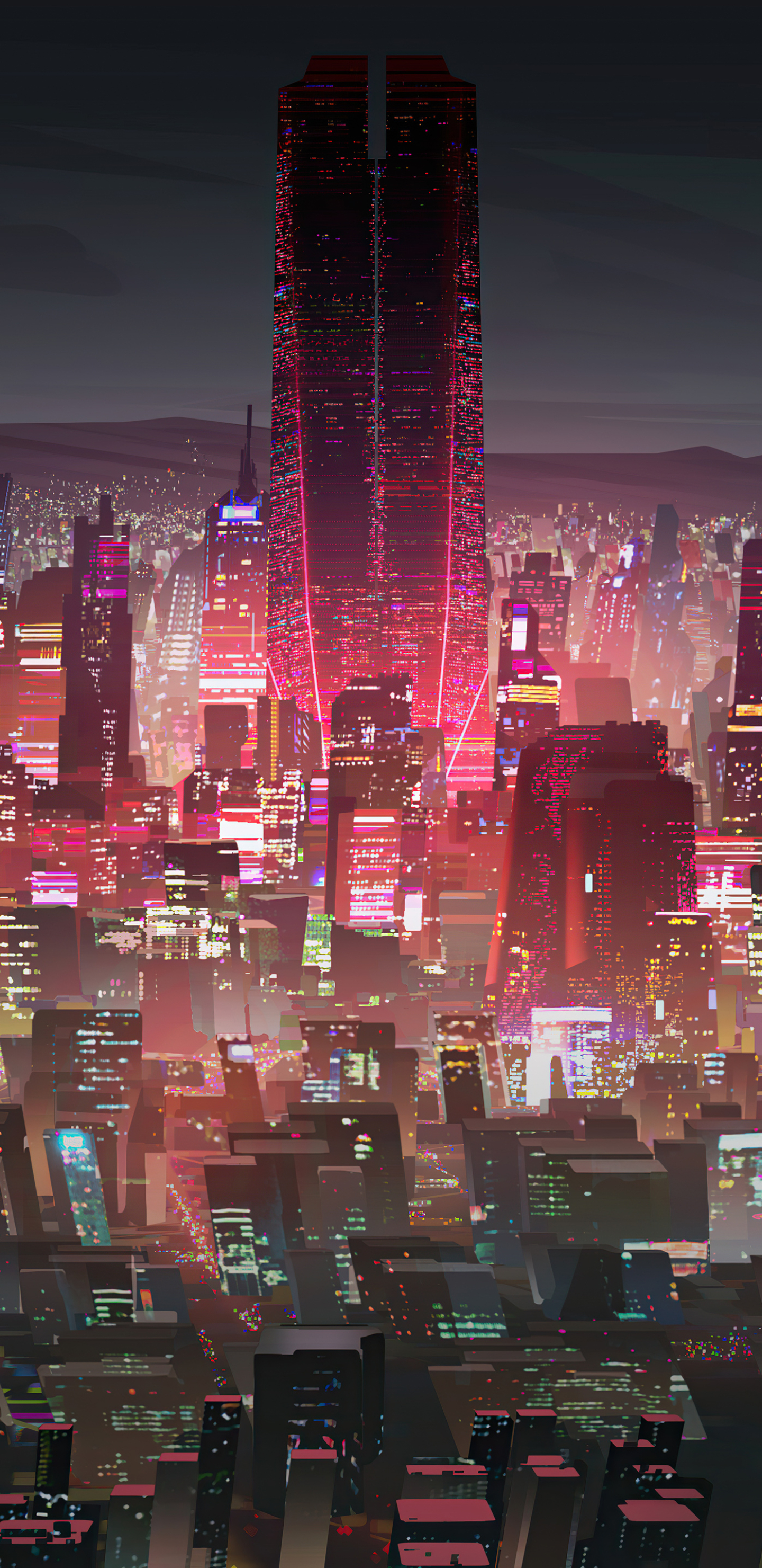 Sci Fi City Phone Wallpaper by Michel Donzé