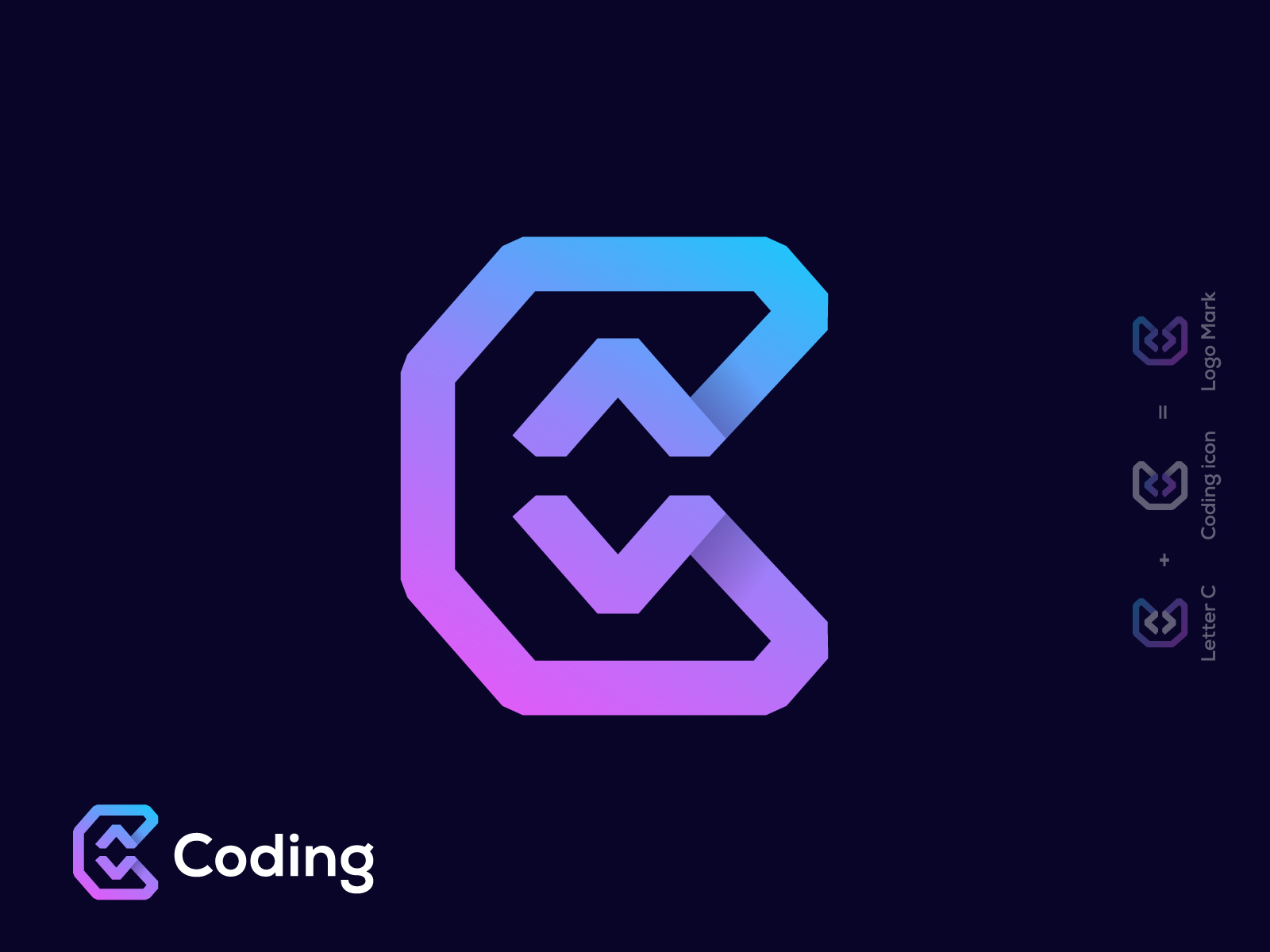 Letter C coding logo, tech, programming, software logo