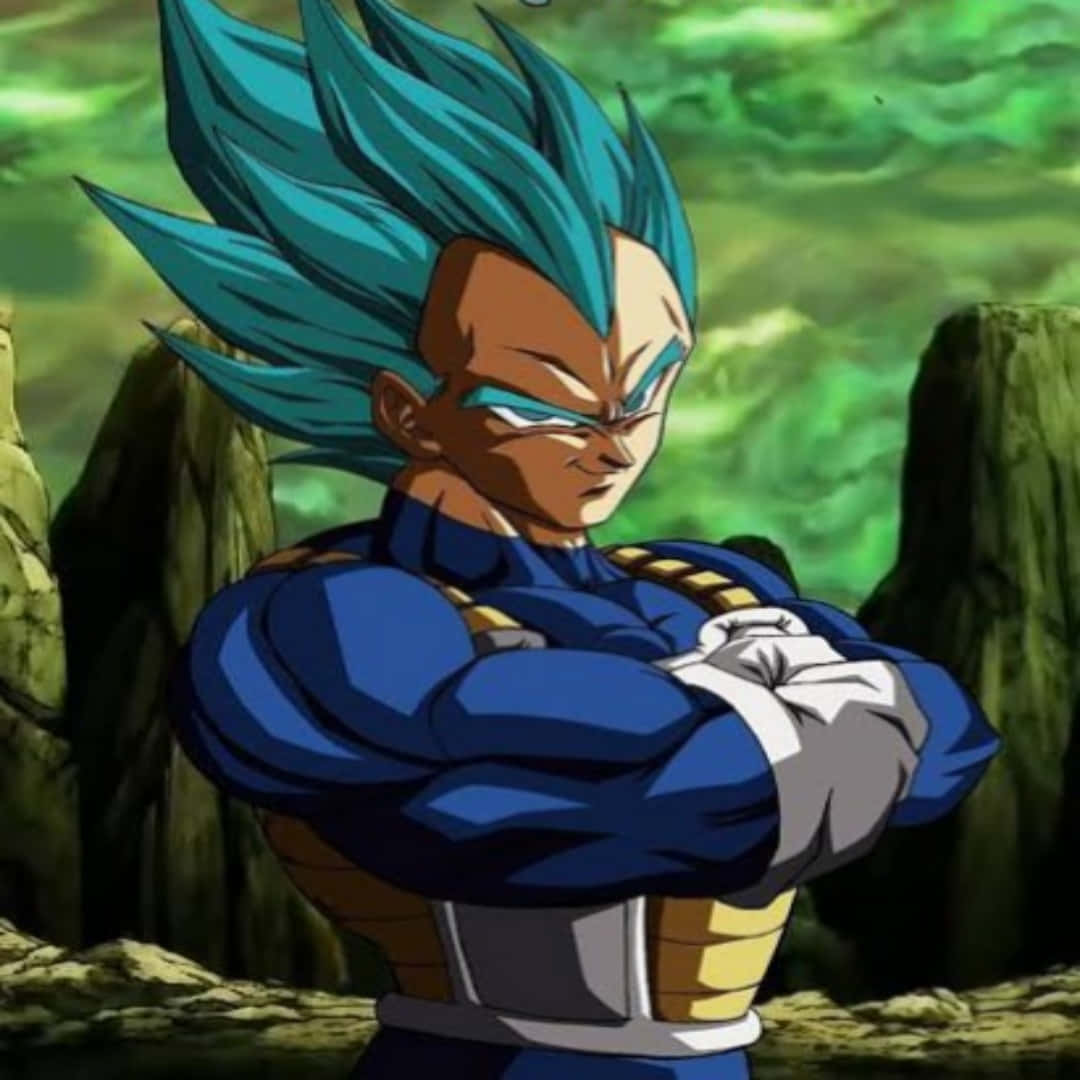 Download The Legendary Vegeta, in His Iconic Blue Form Wallpaper