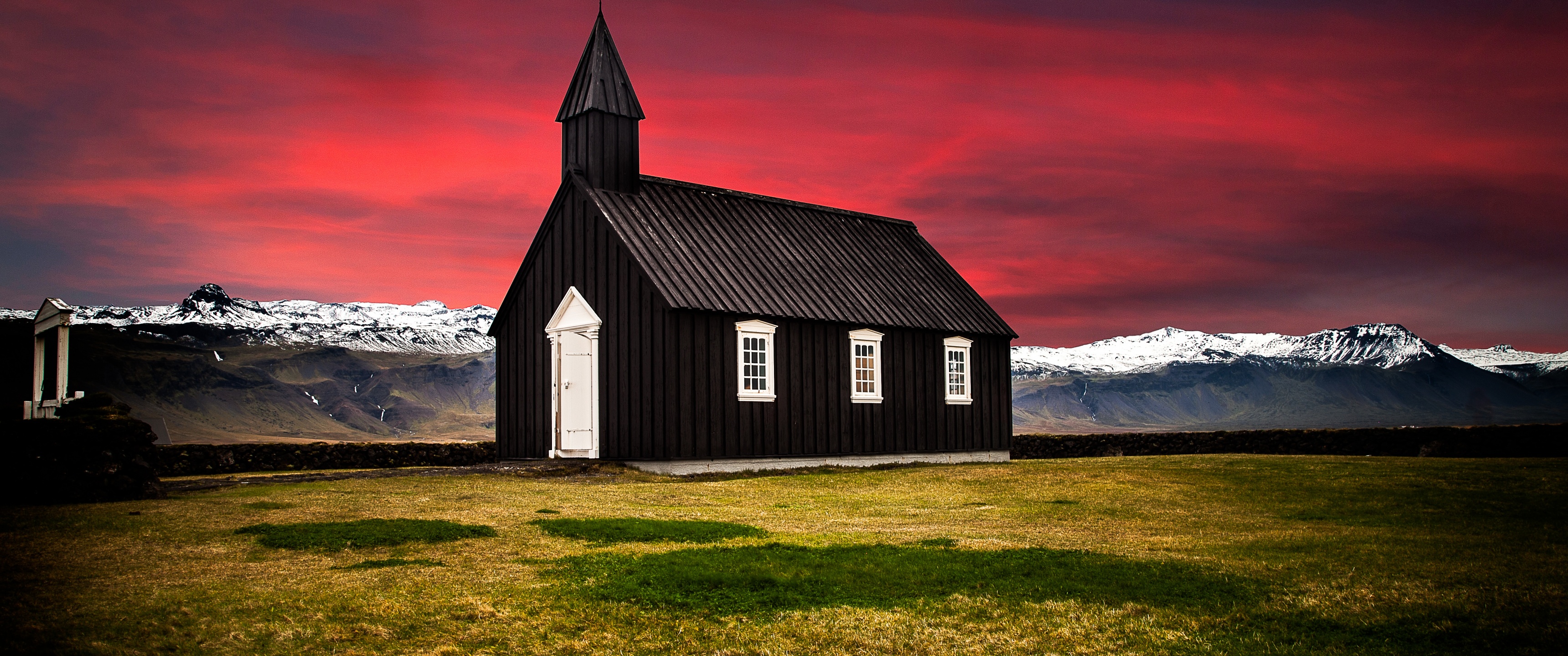 Búðir Wallpaper 4K, Iceland, Church, Hamlet