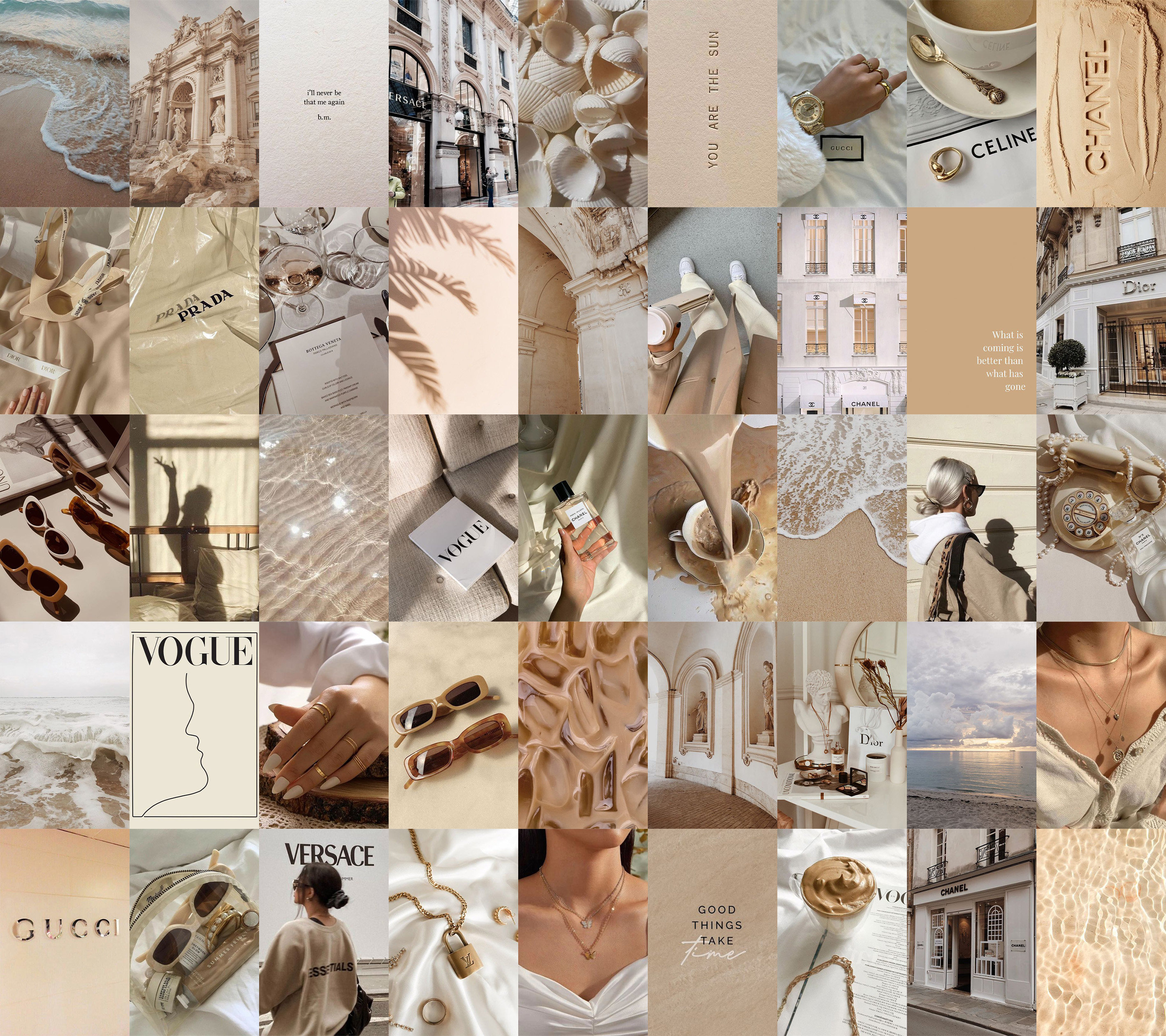 Boujee Aesthetic Beige Wall Collage Kit DİGİTAL DOWNLOAD