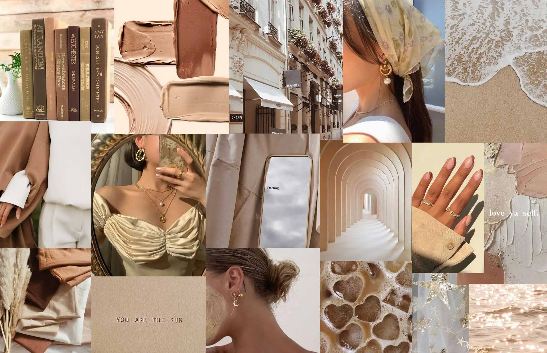 Beige Aesthetic Collage Wallpaper