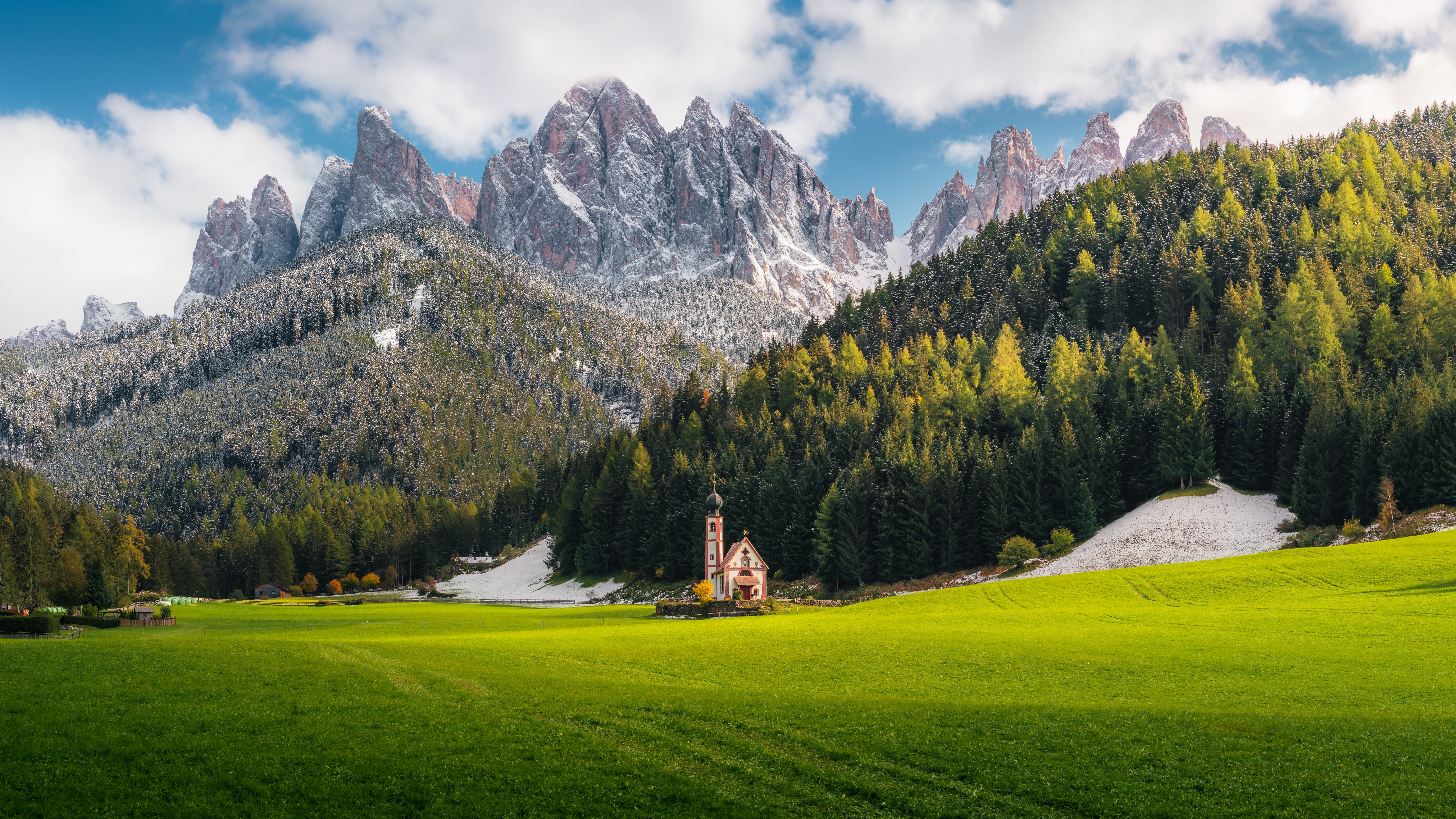 Church Of St Johann Wallpaper 4K, Villnoss, Italy, Alps, Dolomites