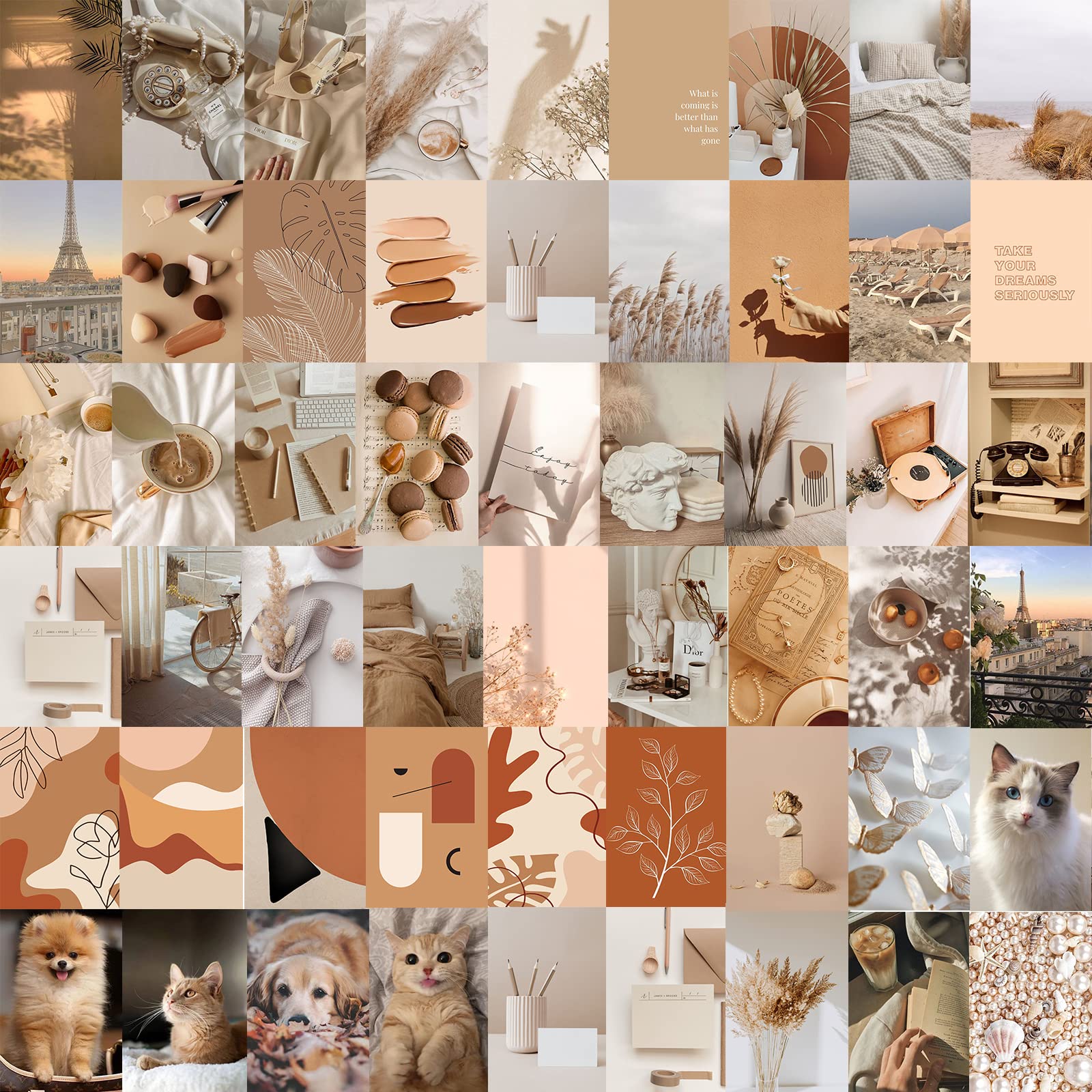 Mr. Care 60PCS 4x6 Beige Wall Collage Kit Aesthetic Picture, Room Decor Aesthetic, Boho Wall Art Print Photo Collage Kit for Teen Girls, VSCO Poster, Thick Cardstock, Stickies Included, Amazon.ca: Home