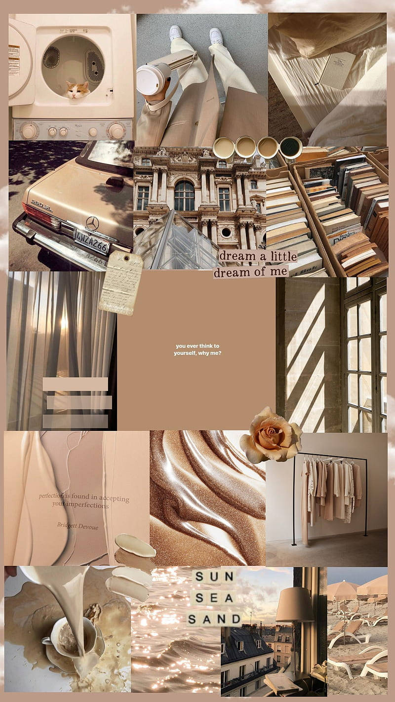 Beige Aesthetic Collage Wallpaper