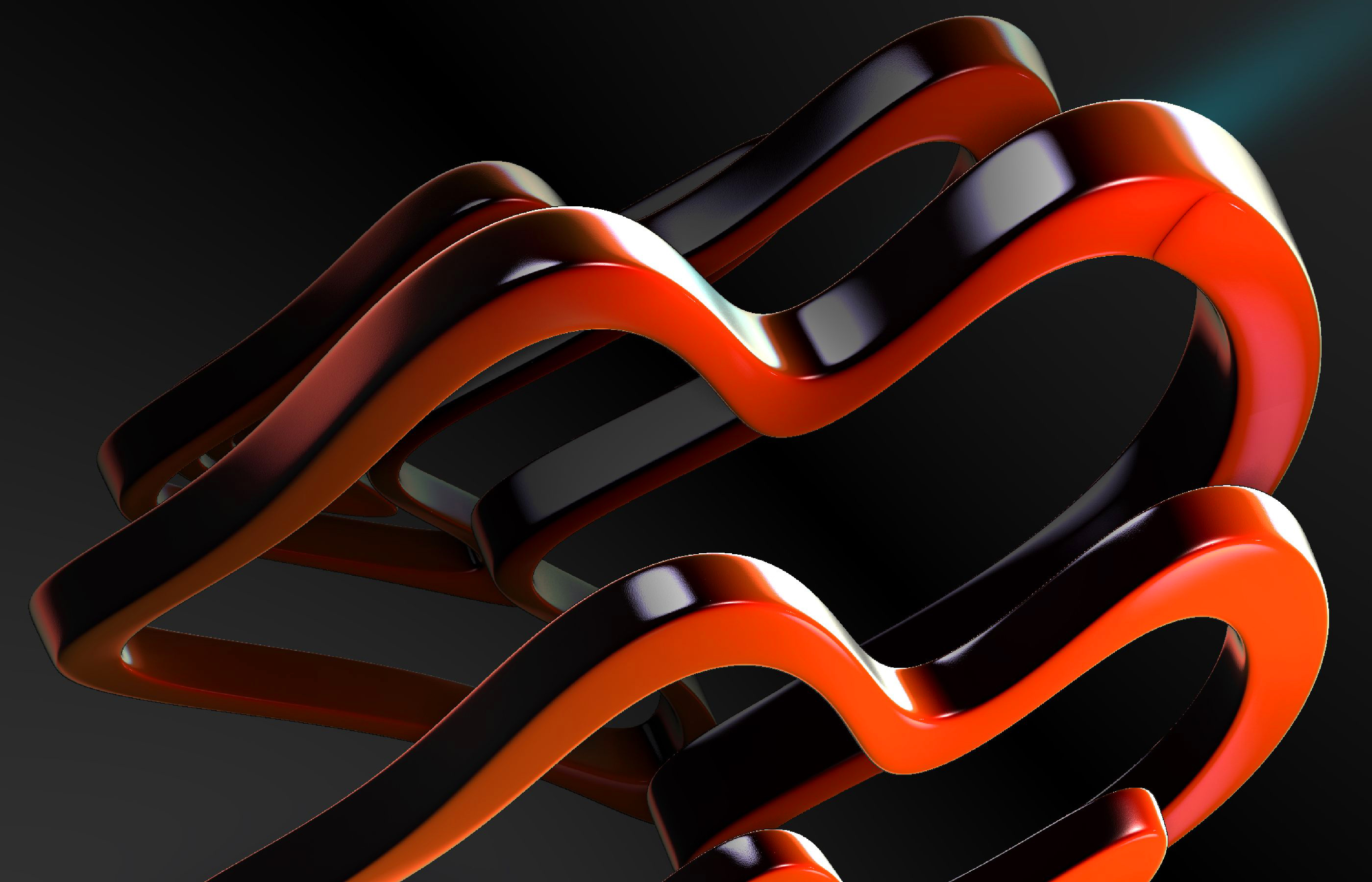 Download wallpaper 3D waves, creative, dark background, art for desktop with resolution 2800x1800. High Quality HD picture wallpaper