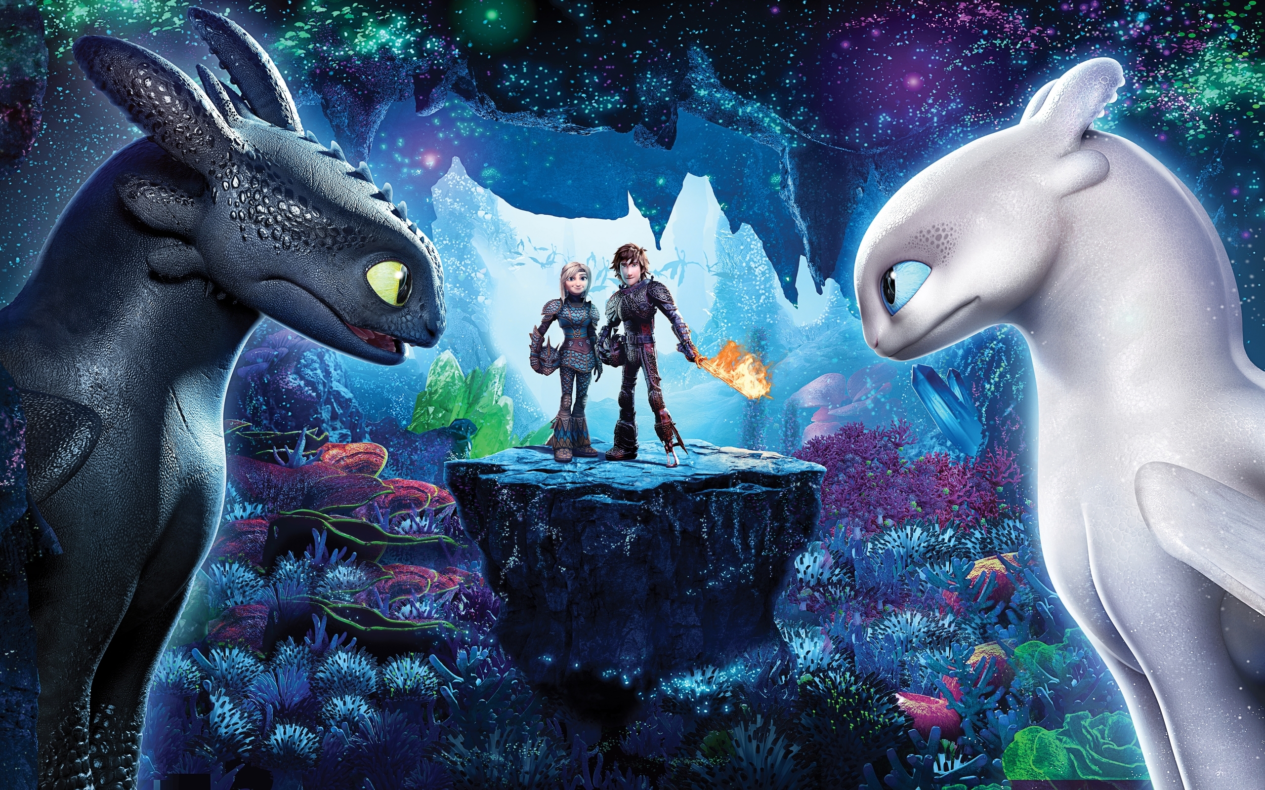 Download wallpaper and image how to train your dragon 3, hidden world, how to train your dragon: the hidden world, night fury, day fury, toothless, hiccup, astrid for the desktop in resolution
