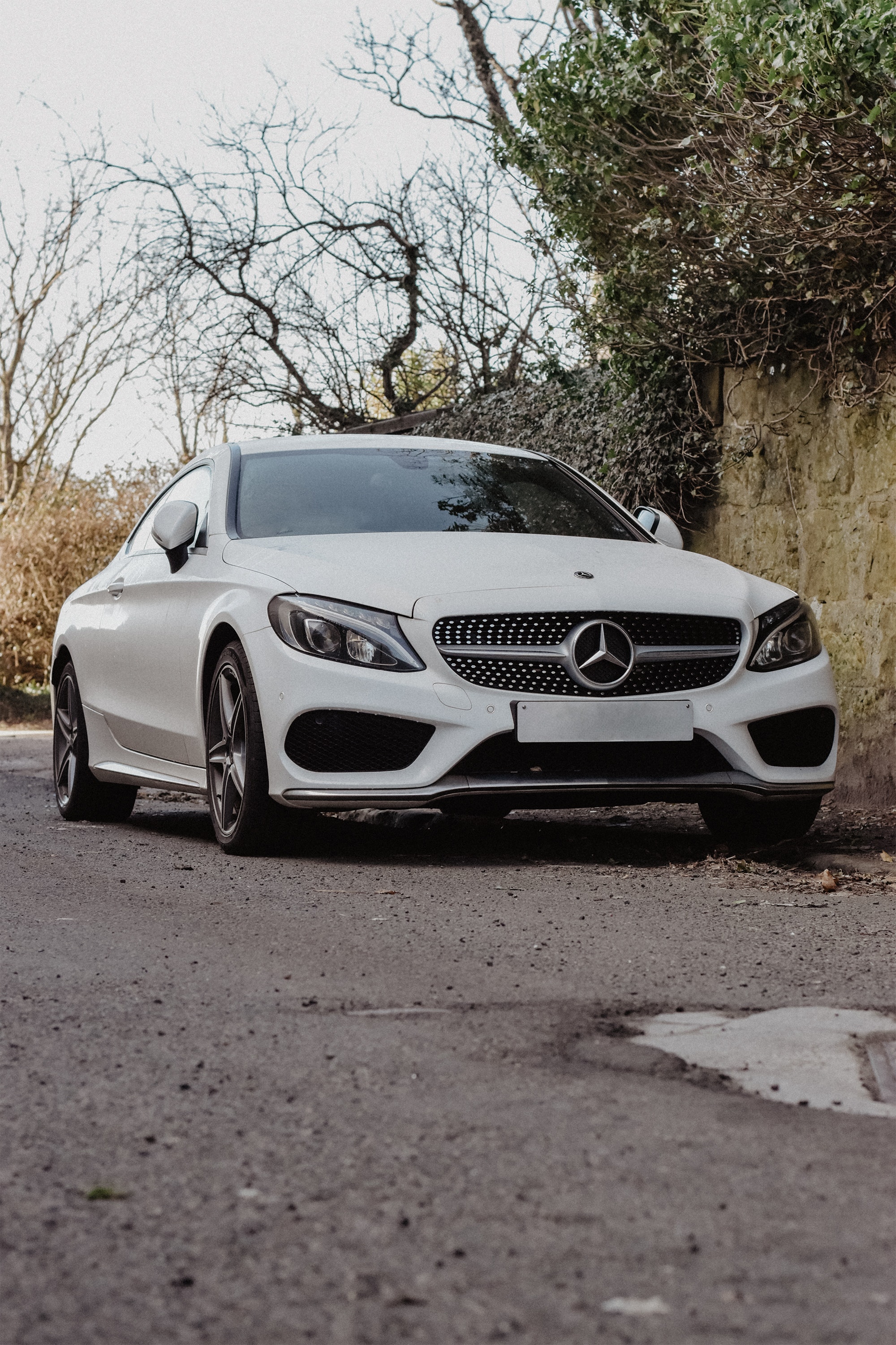 White Mercedes Benz Coupe Parked · Free