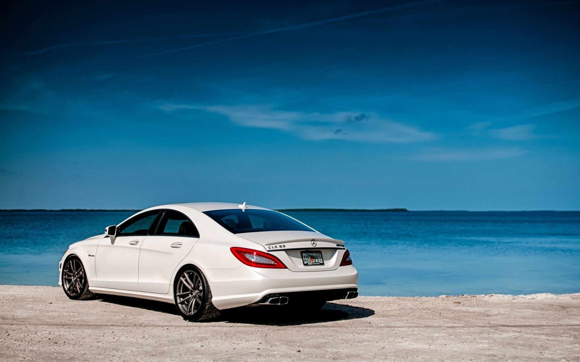 Download Wallpaper 1920x1200 White, Mercedes Benz, Rear View, Mercedes, Cls63, Amg HD Background