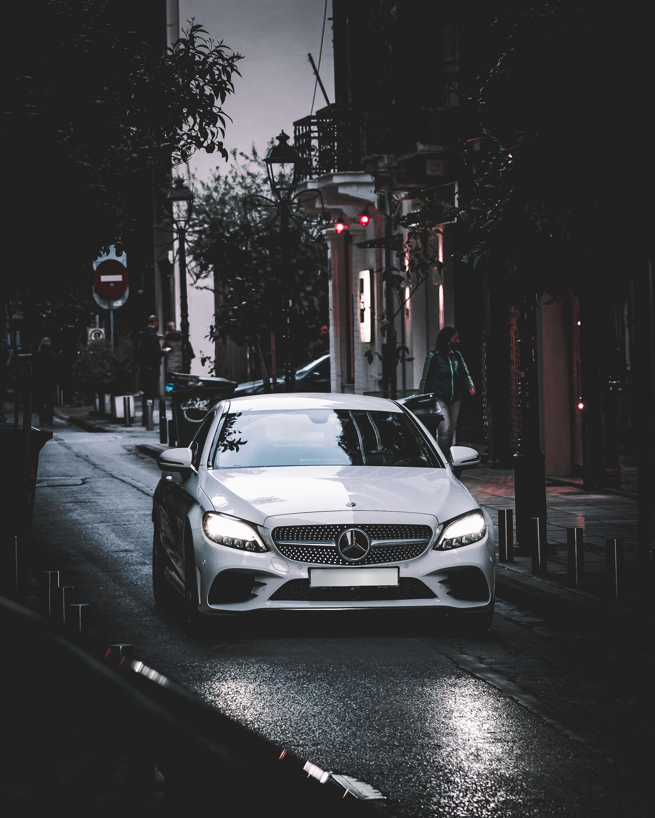 White Mercedes Benz Coupe on Road · Free