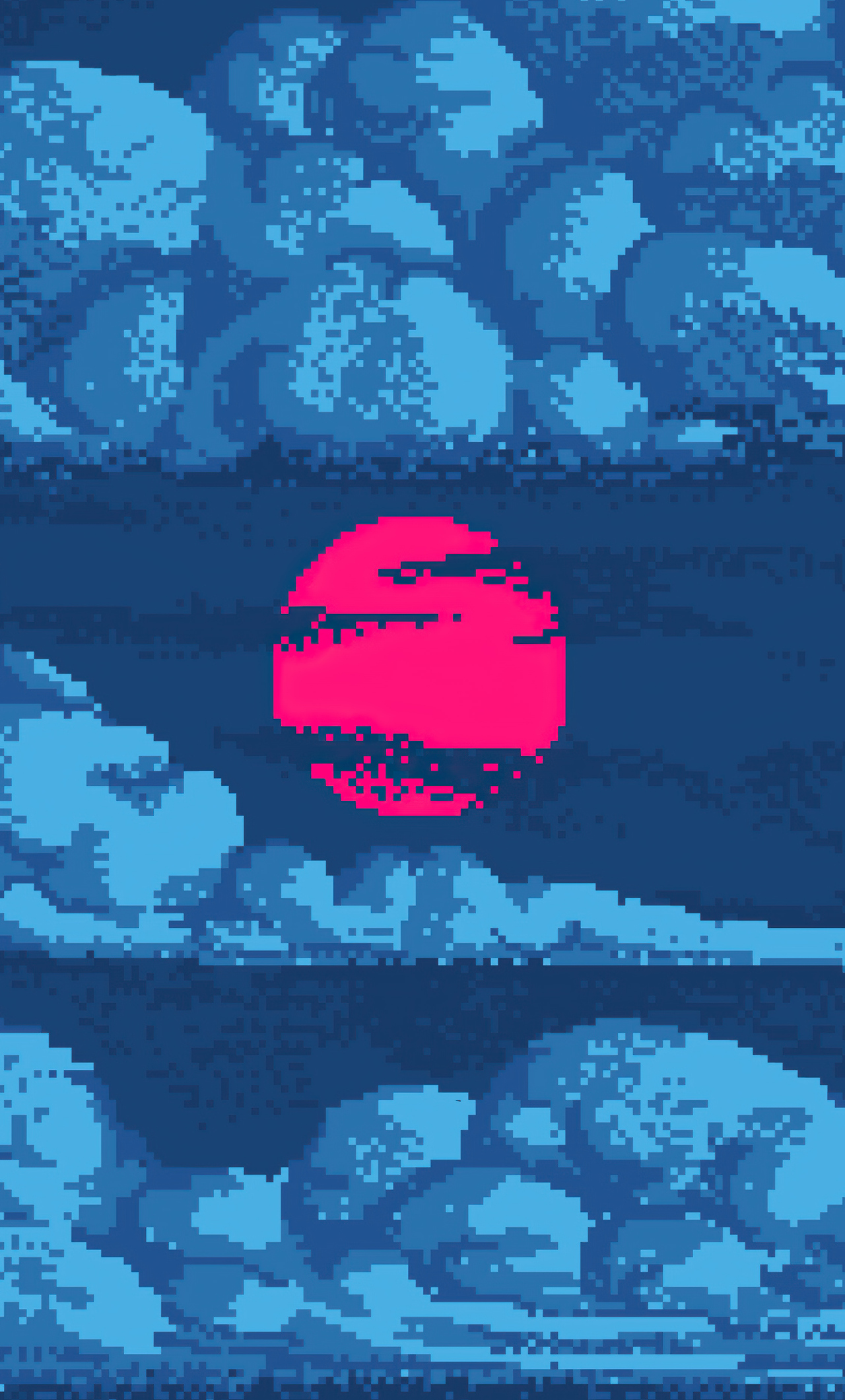Red Sun In Blue Clouds Pixel Art 4k iPhone HD 4k Wallpaper, Image, Background, Photo and Picture