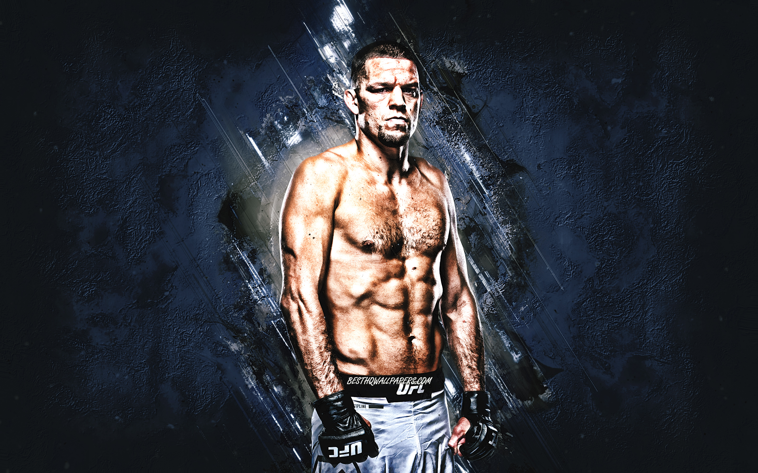 Download wallpaper Nate Diaz, UFC, american fighter, MMA, Ultimate Fighting Championship, portrait, blue stone background, Nathan Donald Diaz for desktop with resolution 2880x1800. High Quality HD picture wallpaper