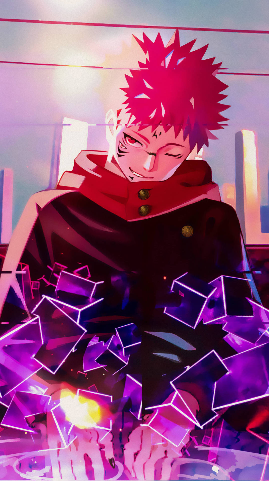 Download Neon Yuji Itadori Jujutsu Kaisen iPhone Wallpaper