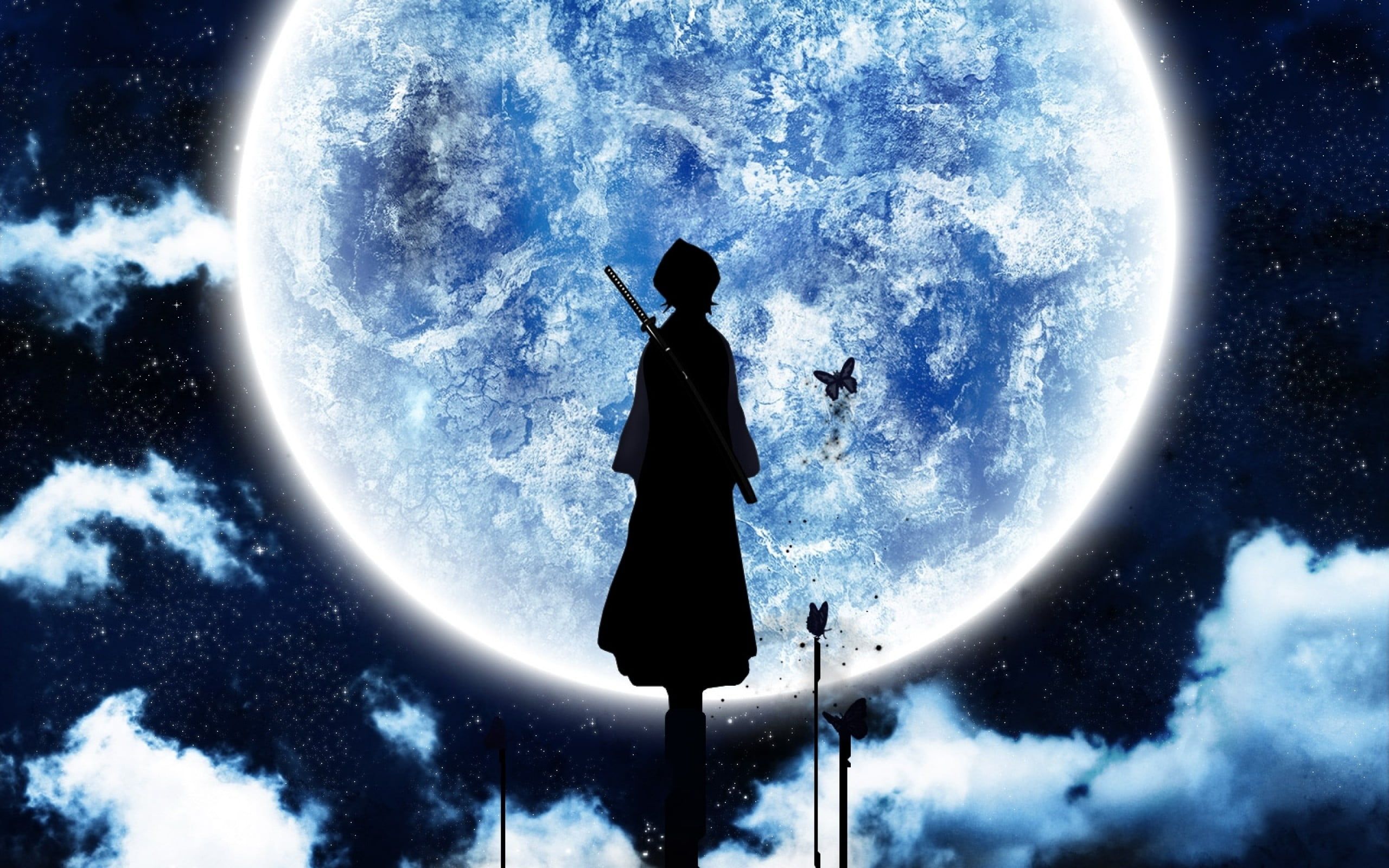 anime wallpaper Kuchiki Rukia #Bleach #moonlight #Moon #silhouette #anime K #wallpaper #h. Anime wallpaper 1920x1080, HD anime wallpaper, Cool anime wallpaper