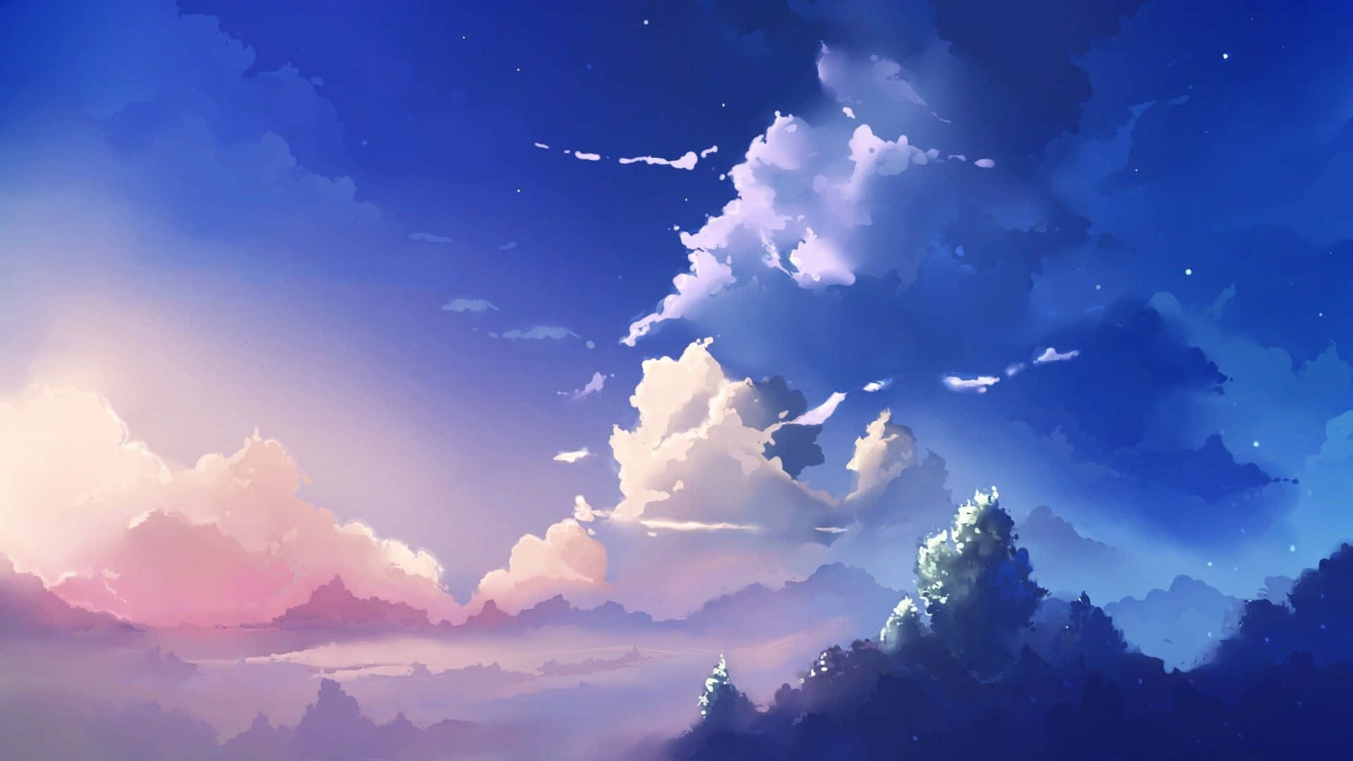 Download Enjoy A Peaceful Nature View With This Cute Anime Style Landscape Wallpaper
