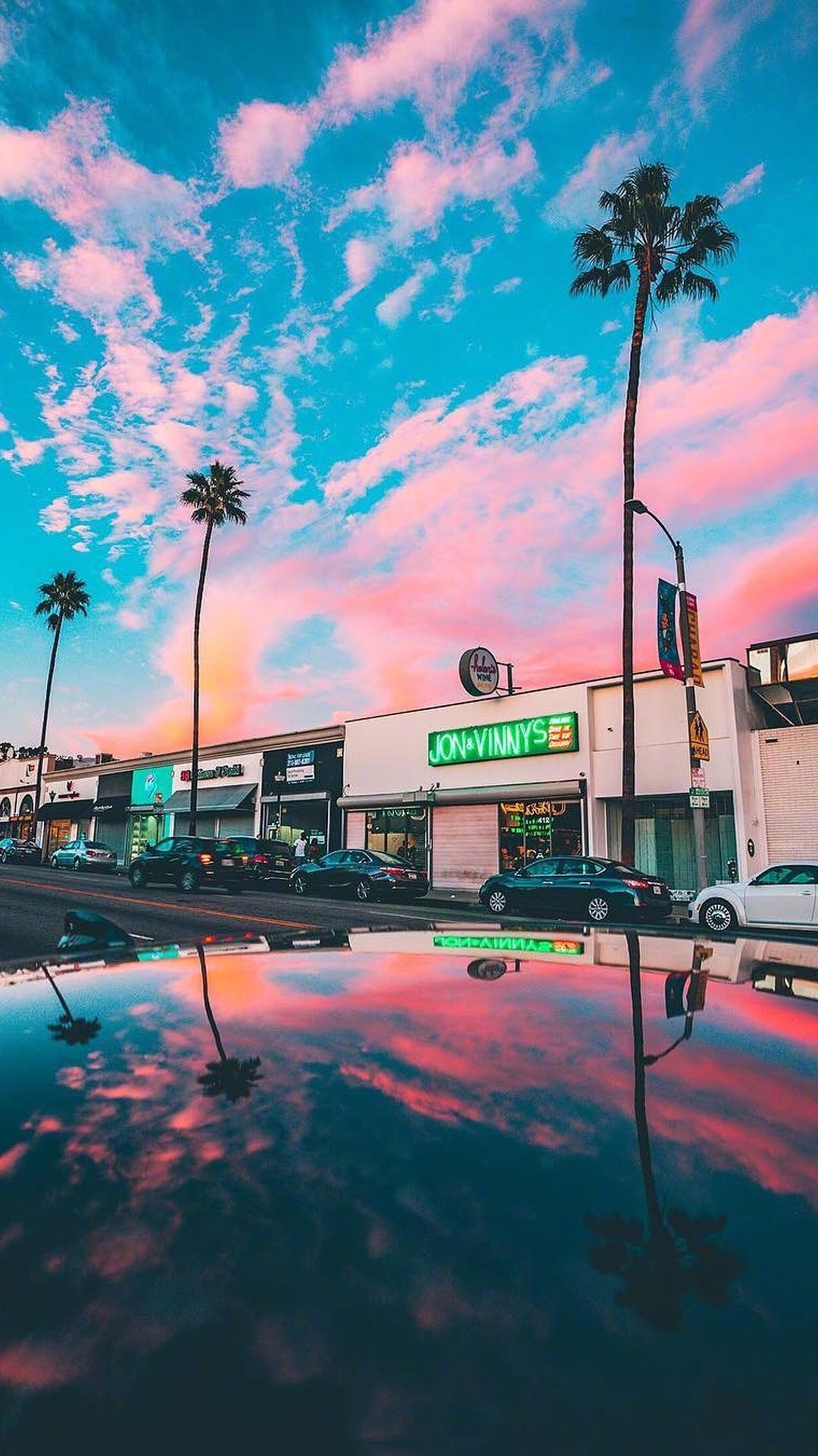 pink Sunset and coconut wallpaper. Wallpaper iphone summer, Summer wallpaper, Sky aesthetic