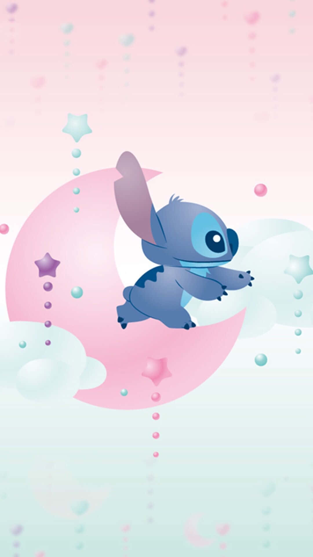 Download Cute Baby Stitch In Moon Wallpaper