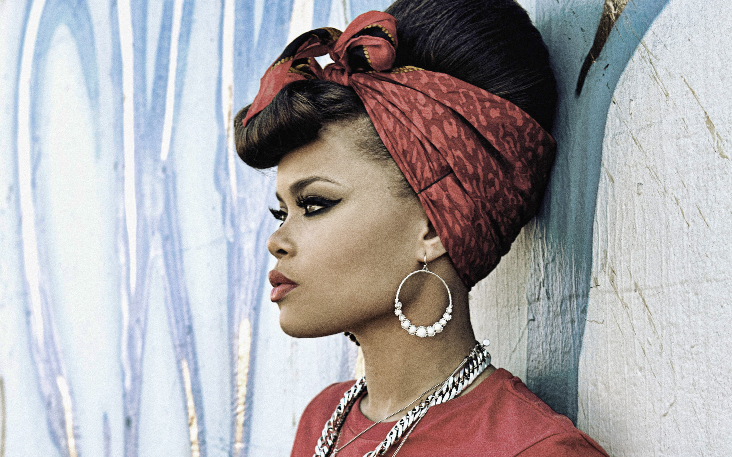 Download wallpaper Andra Day, american singer, portrait, photohoot, red dress, american celebrities, Cassandra Monique Batie for desktop with resolution 2560x1600. High Quality HD picture wallpaper
