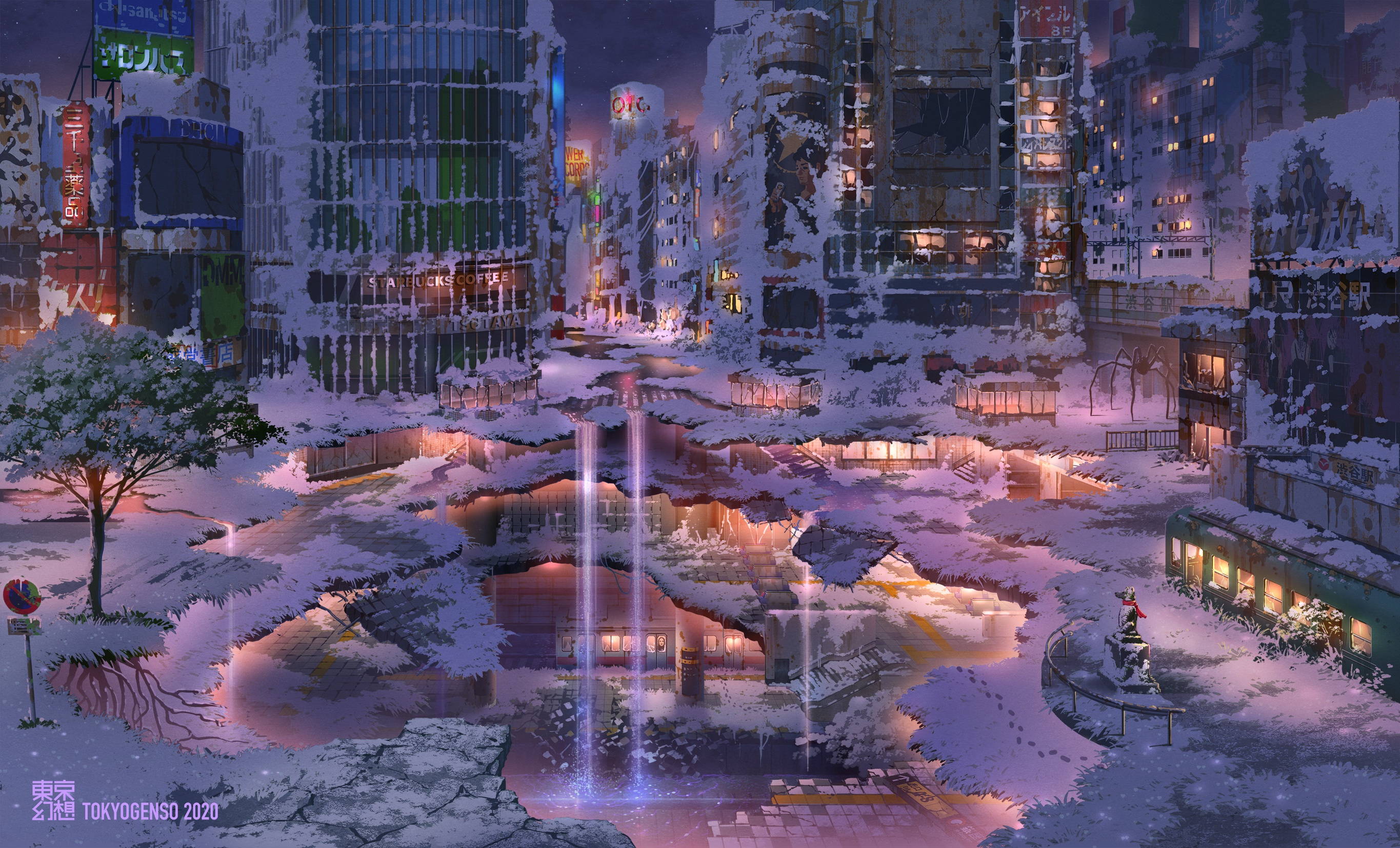 Download wallpaper winter, Tokyo, ruins, section art in resolution 2730x1653