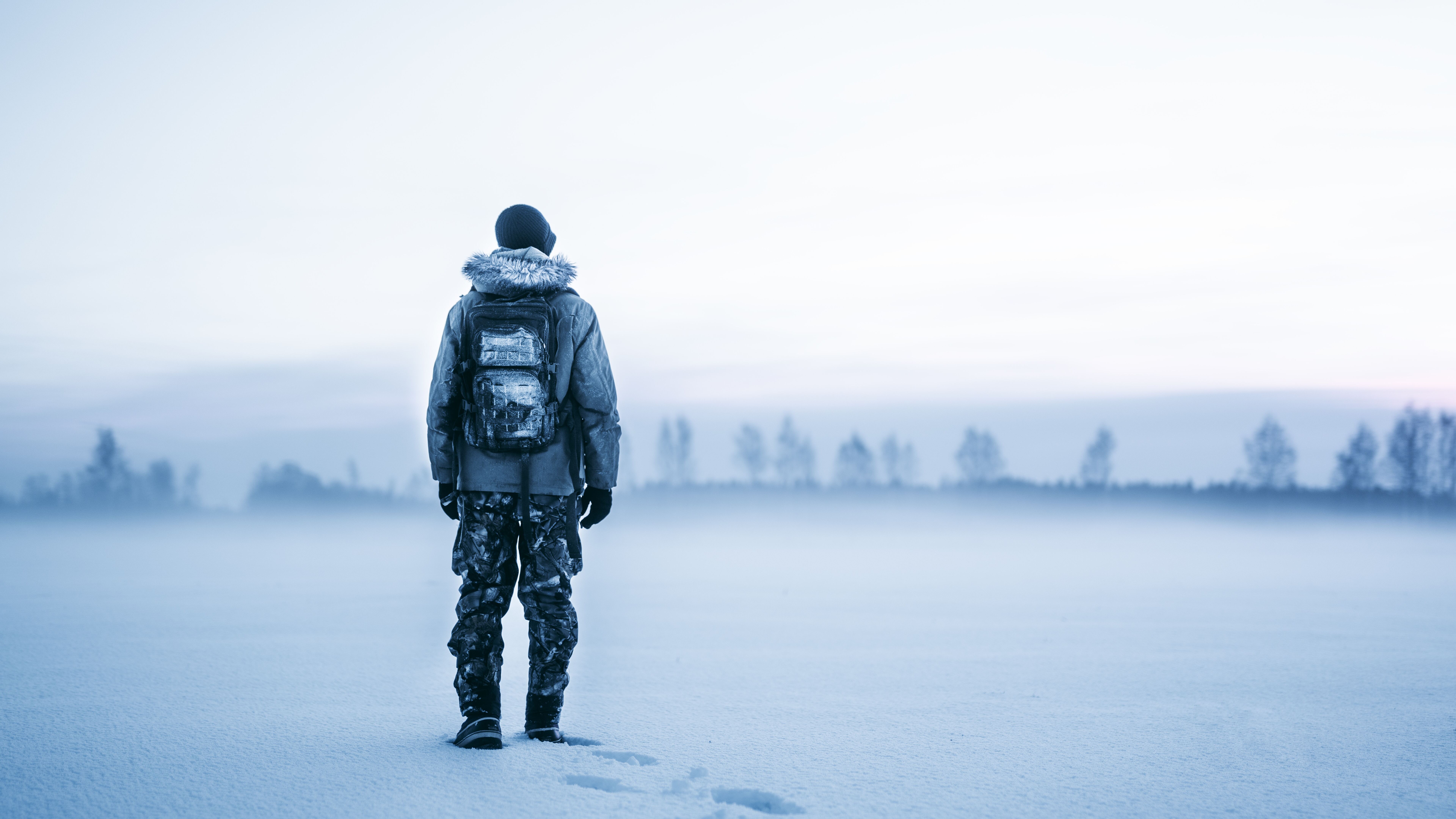Man Winter Snow 8k 8k HD 4k Wallpaper, Image, Background, Photo and Picture