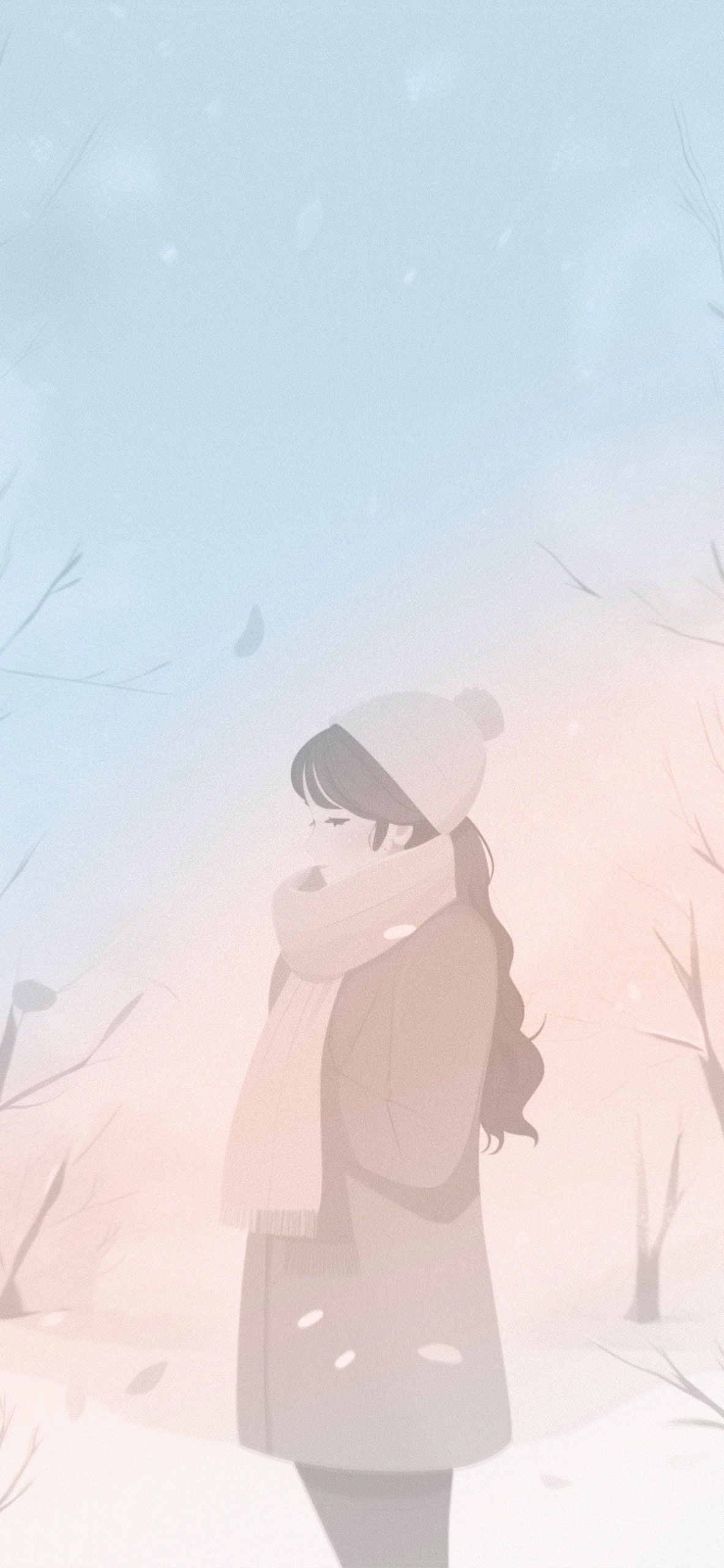 Thoughtful Girl in Winter Garden