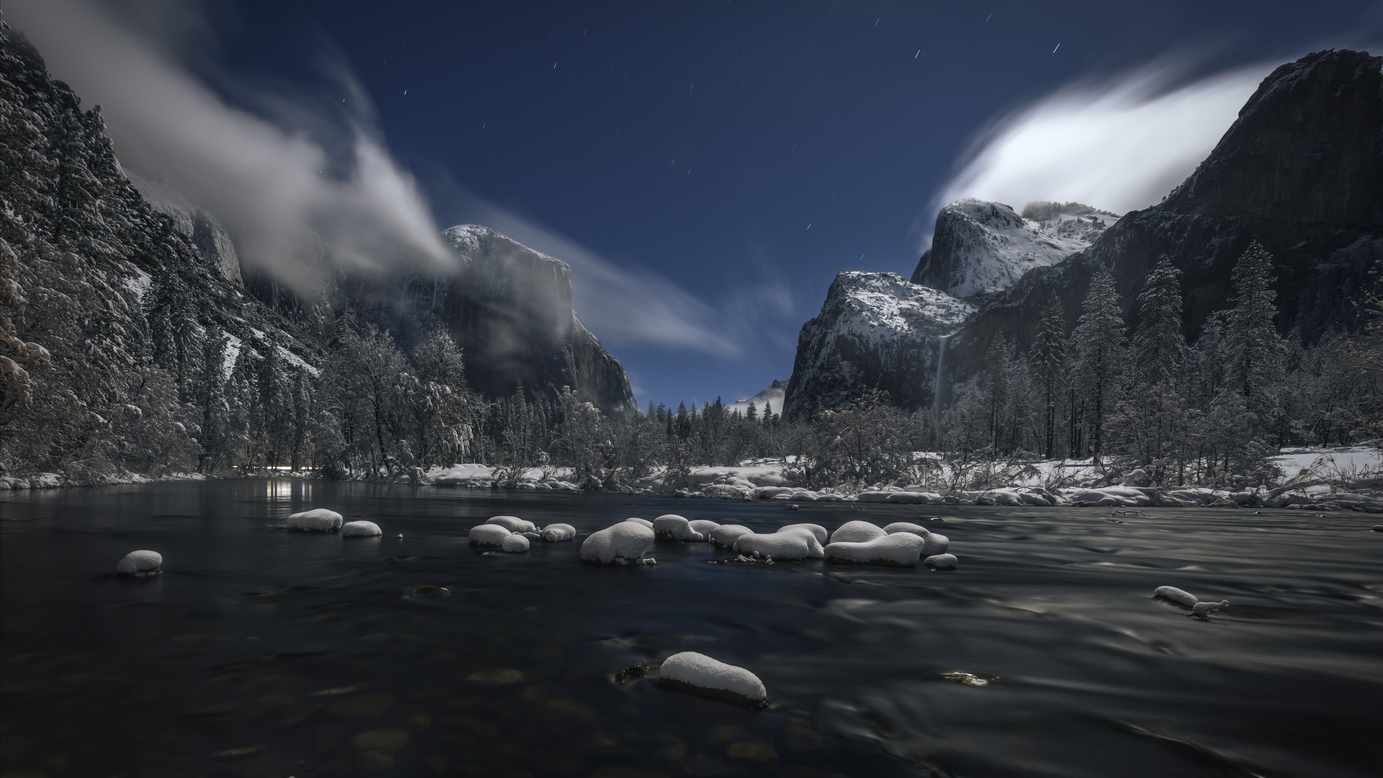 Yosemite National Park Wallpaper 4K, Landscape, Winter