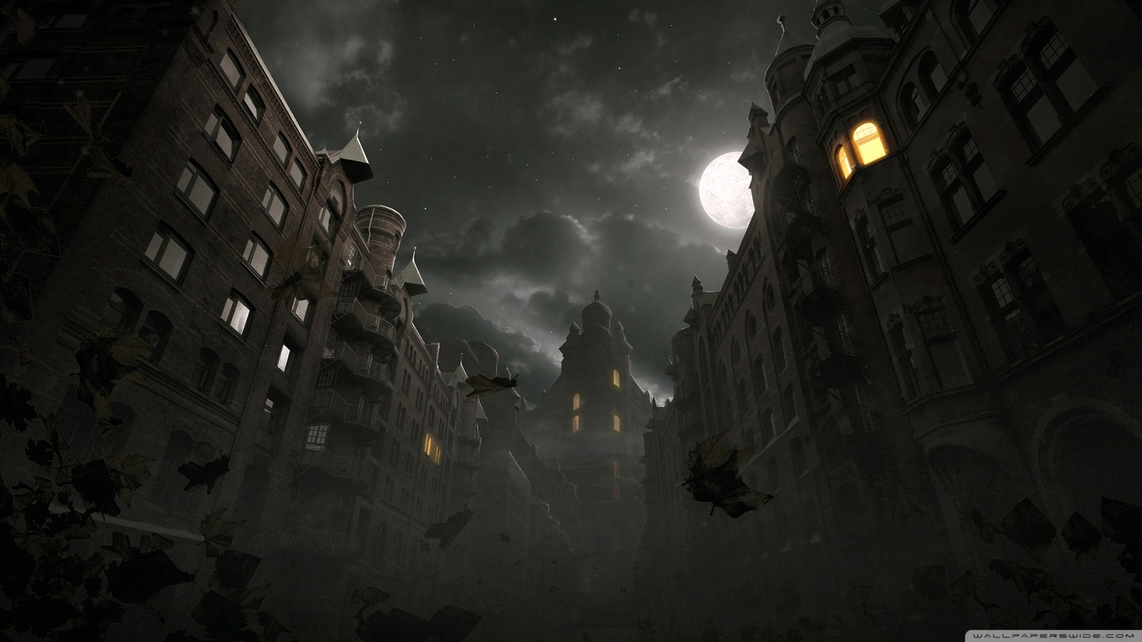 Dark City Autumn Scene 4K UHD Wallpaper for UltraHD Desktop and TV, Widescreen and UltraWide Display, Smartphone and Tablet Devices