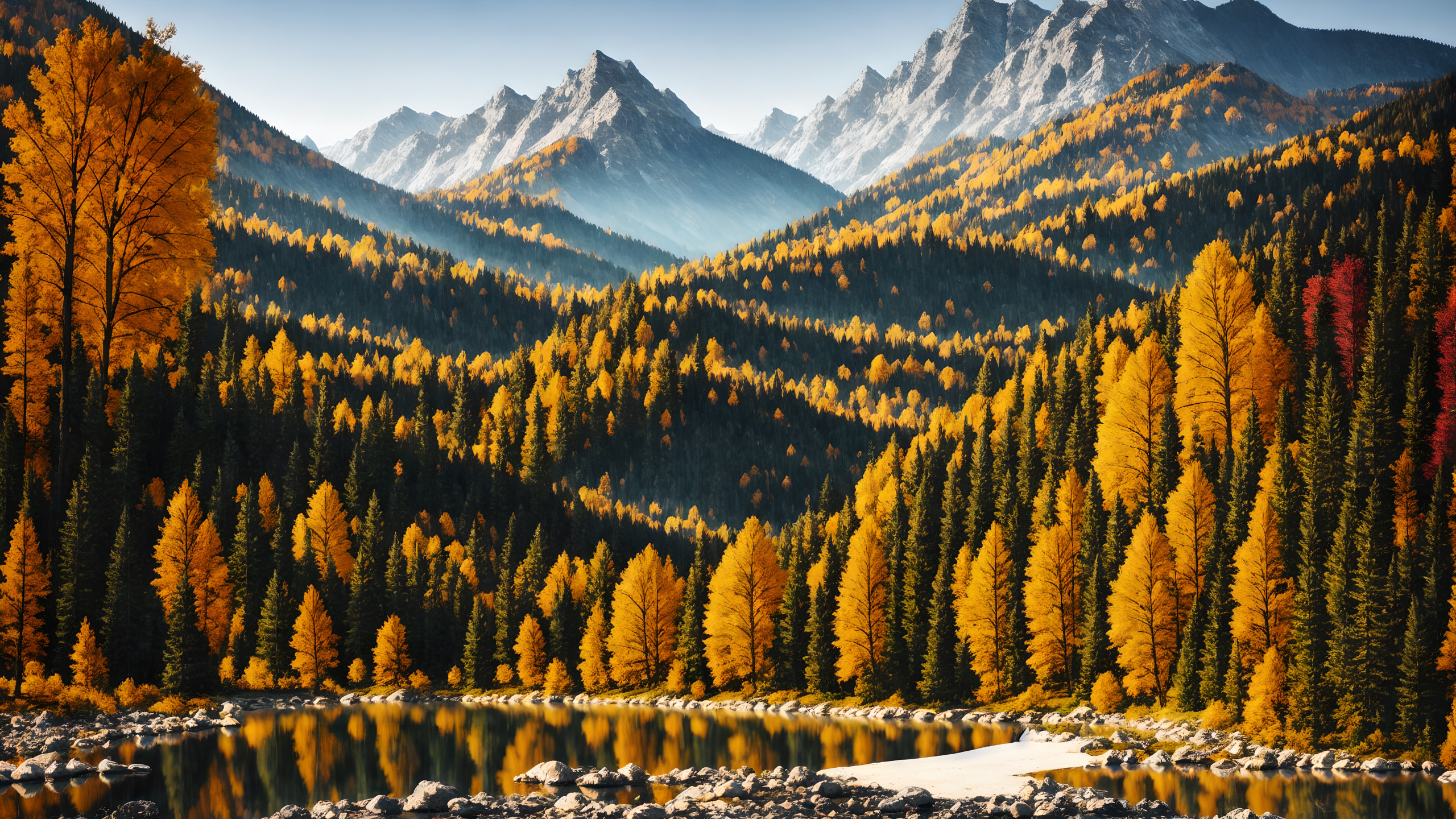 Download wallpaper 2560x1440 ai image, nature, autumn, dual wide 16:9 2560x1440 HD background, 28976