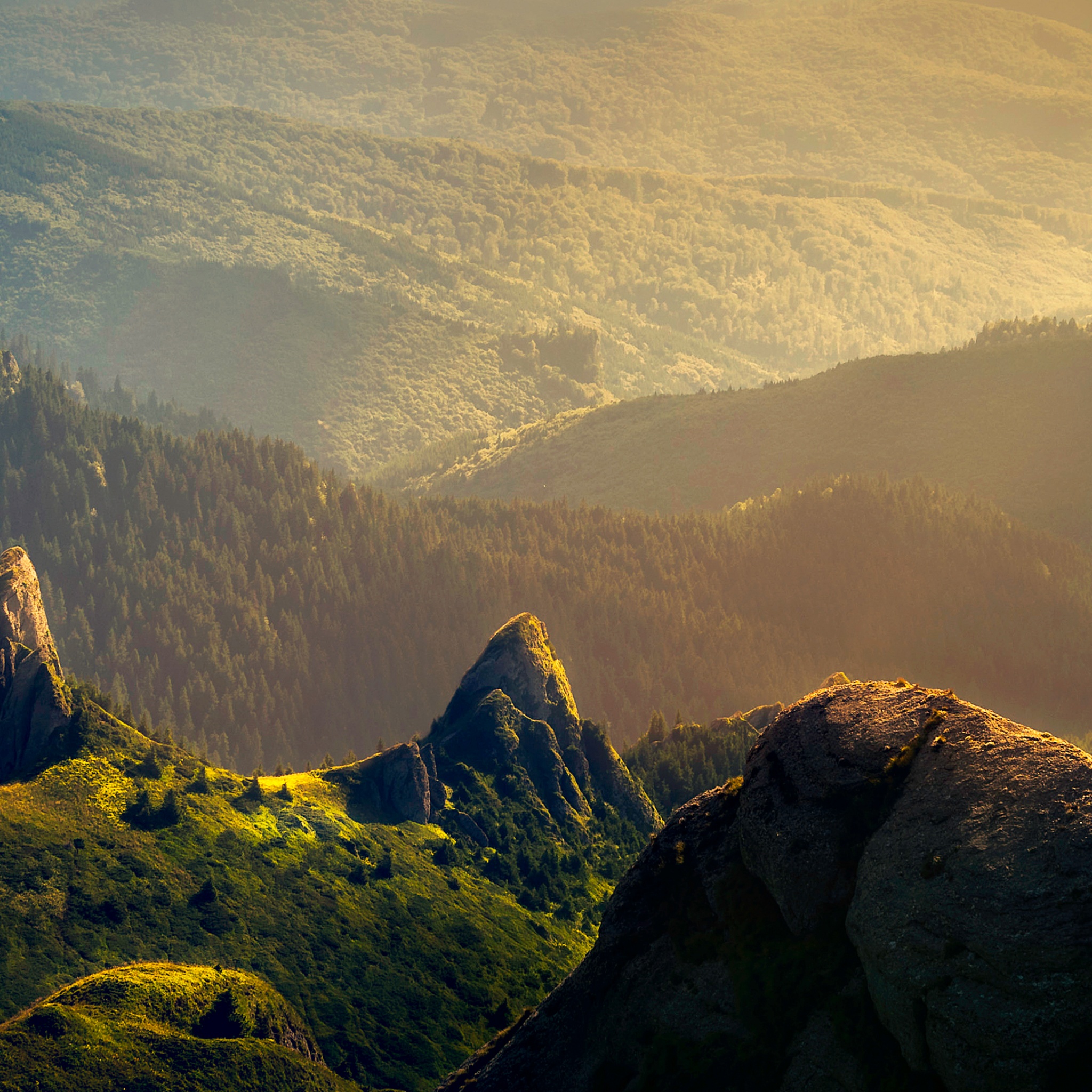 Mountains Wallpaper 4K, Green landscape, Sunlight