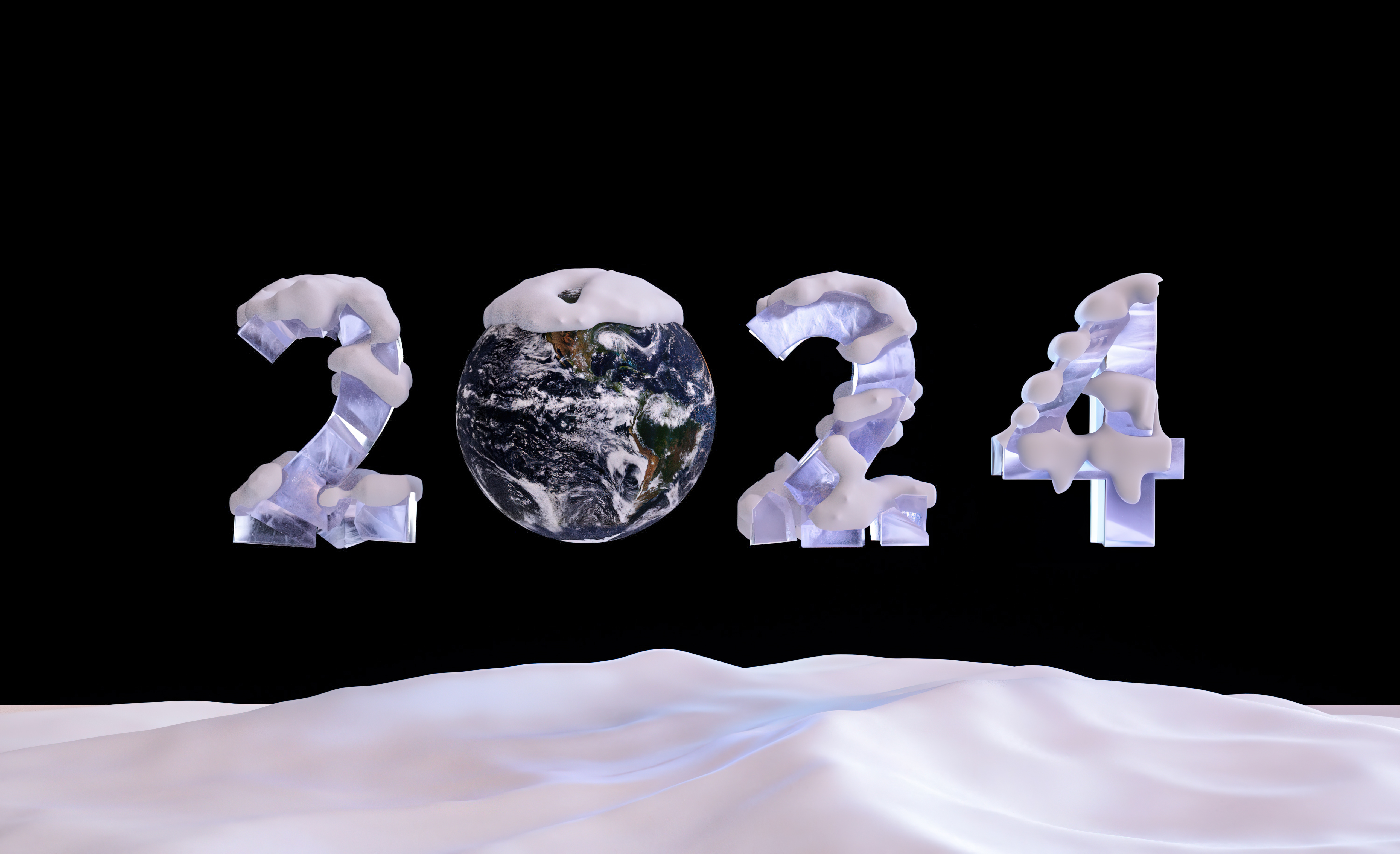 2024 New year Wallpaper 4K, 5K, Snow covered, Earth