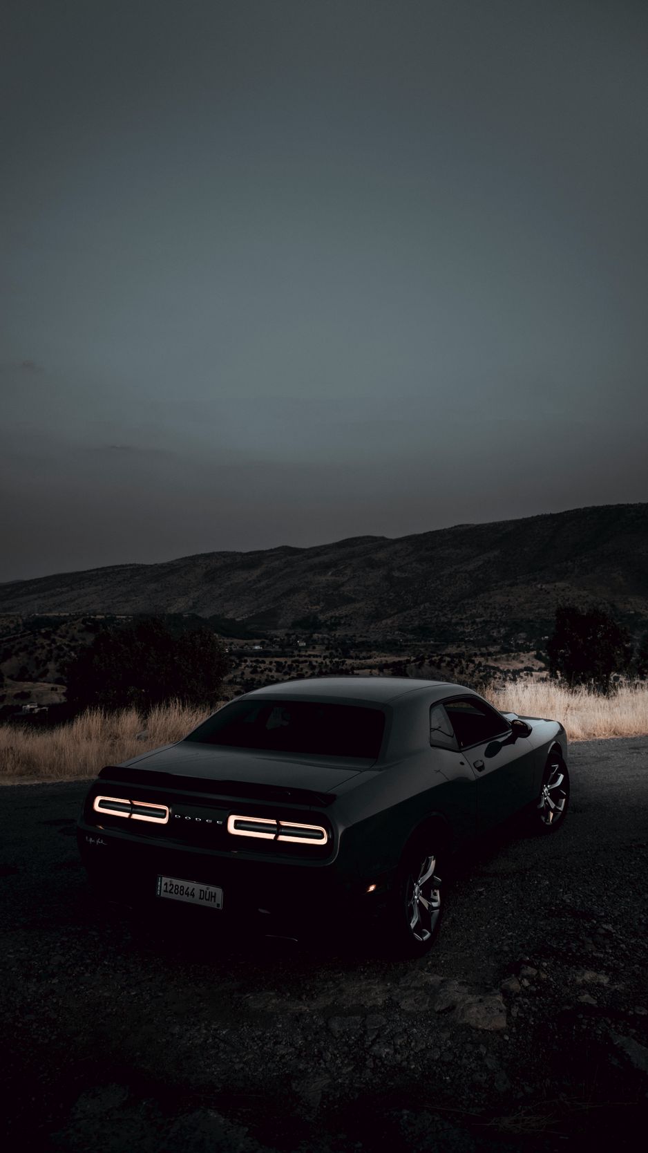 Download Wallpaper 938x1668 Dodge Challenger, Dodge, Car, Black, Tailights, Night Iphone 8 7 6s 6 For Parallax HD Background