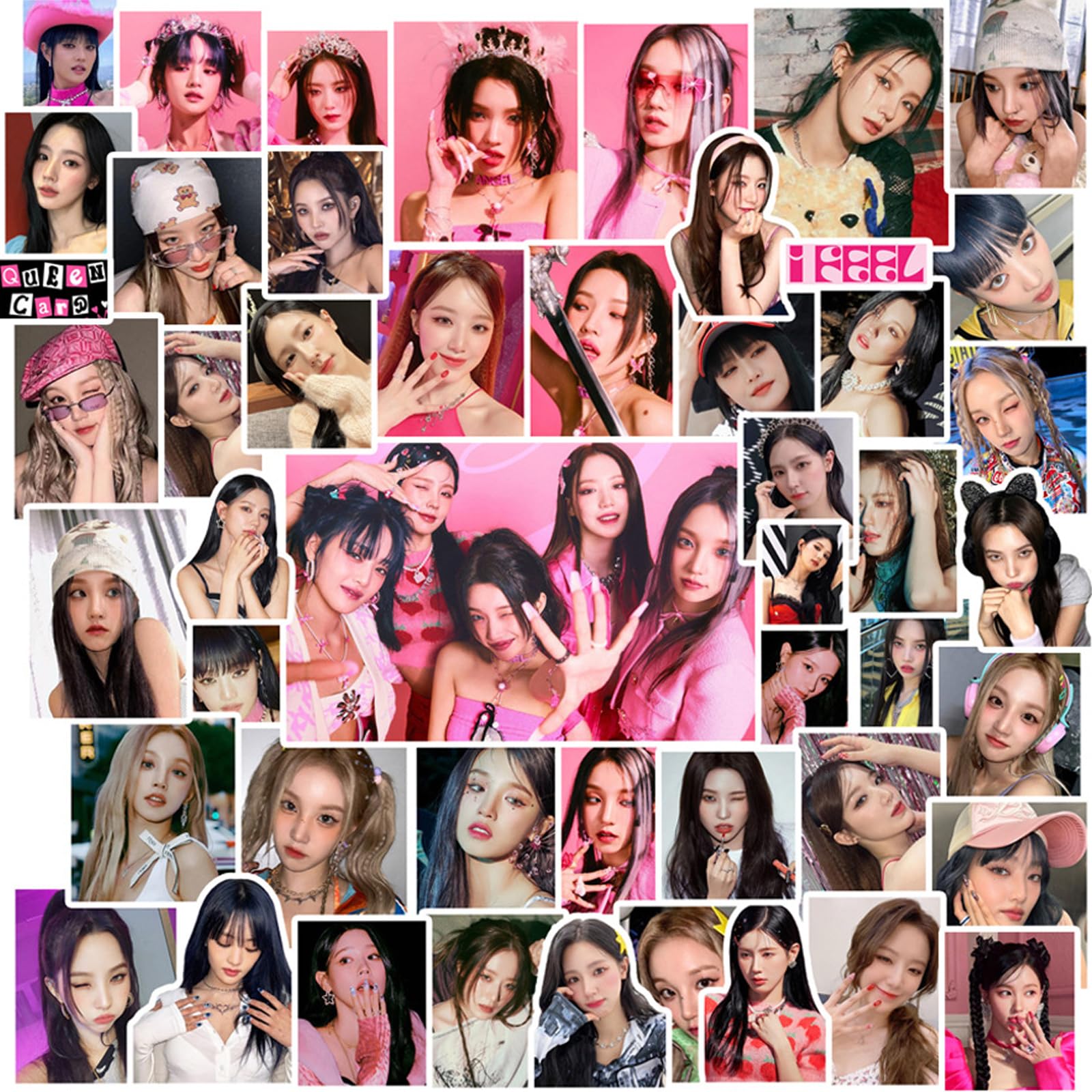 100pcs (G) I DLE I Feel Album Sticker Pack GIDLE I Feel Stickers Kpop GIDLE Queencard Stickers (G) I DLE Waterproof Stickers Queencard Photo Stickers, Home & Kitchen