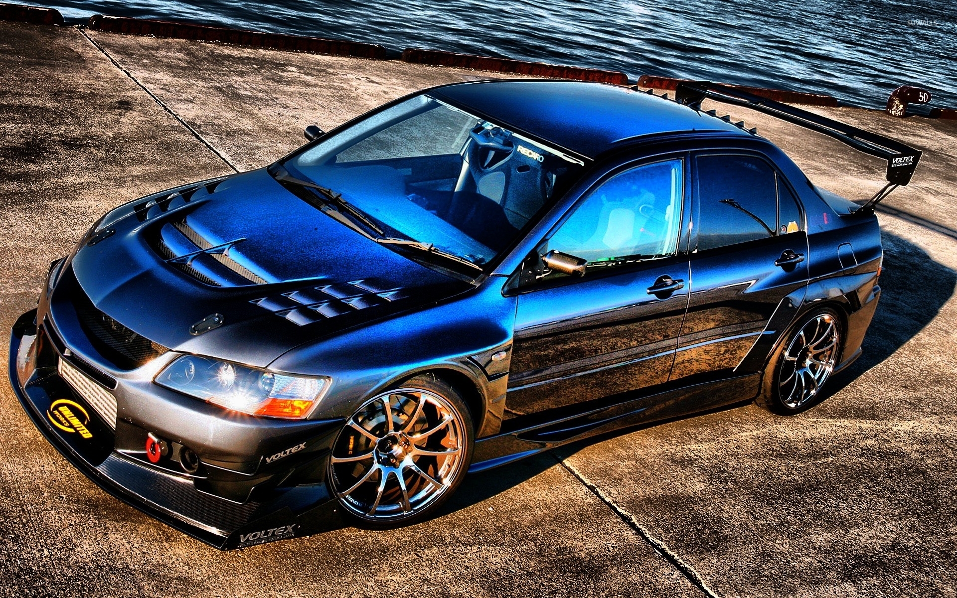 Blue Mitsubishi Lancer wallpaper wallpaper