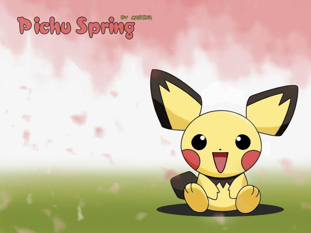 Download Pichu Smiling On A Springtime Wallpaper