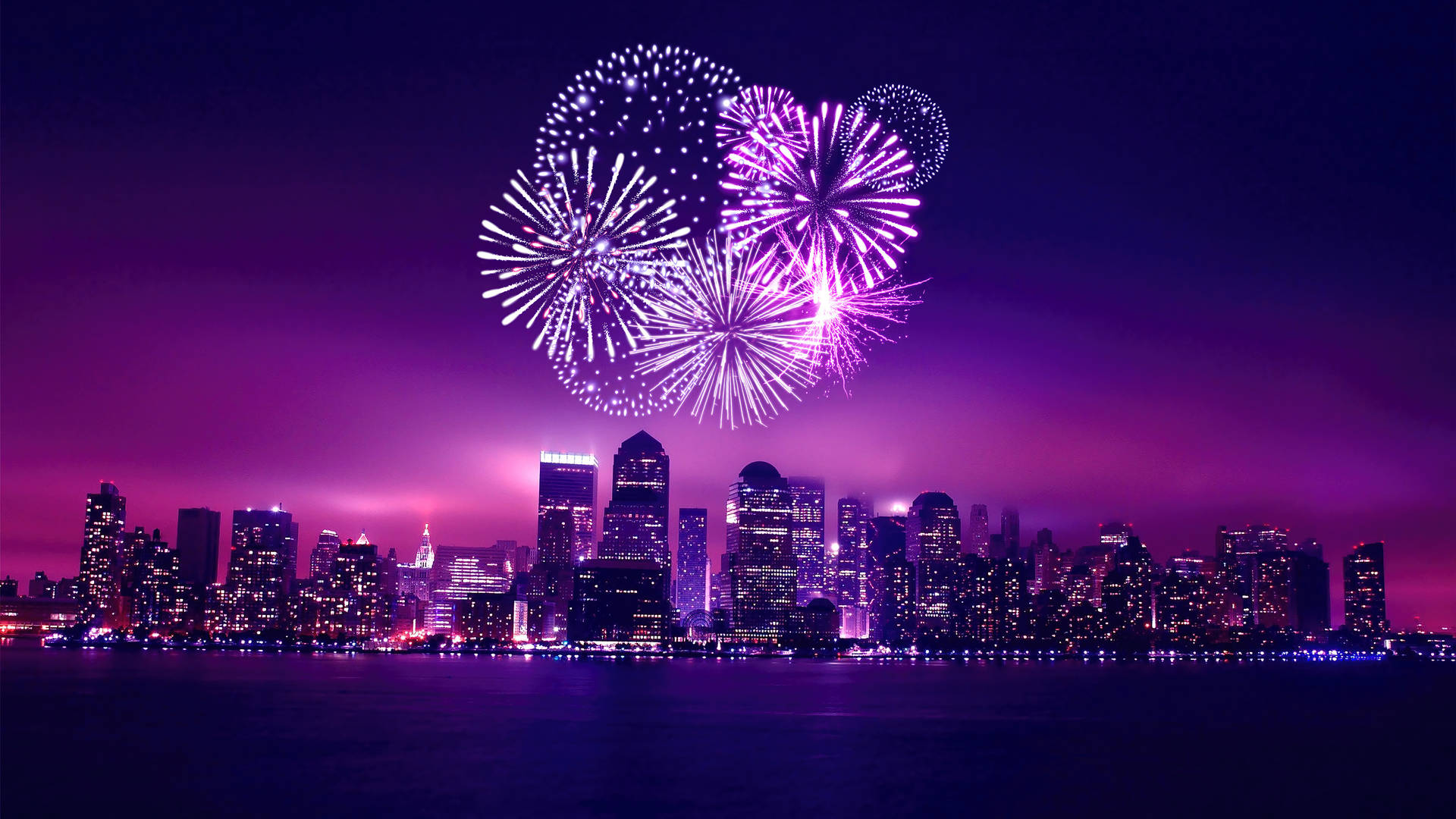 Download Purple City Lights Wallpaper