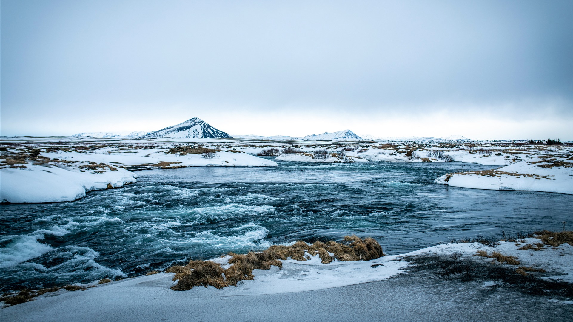 Iceland Frozen River Winter Snow
