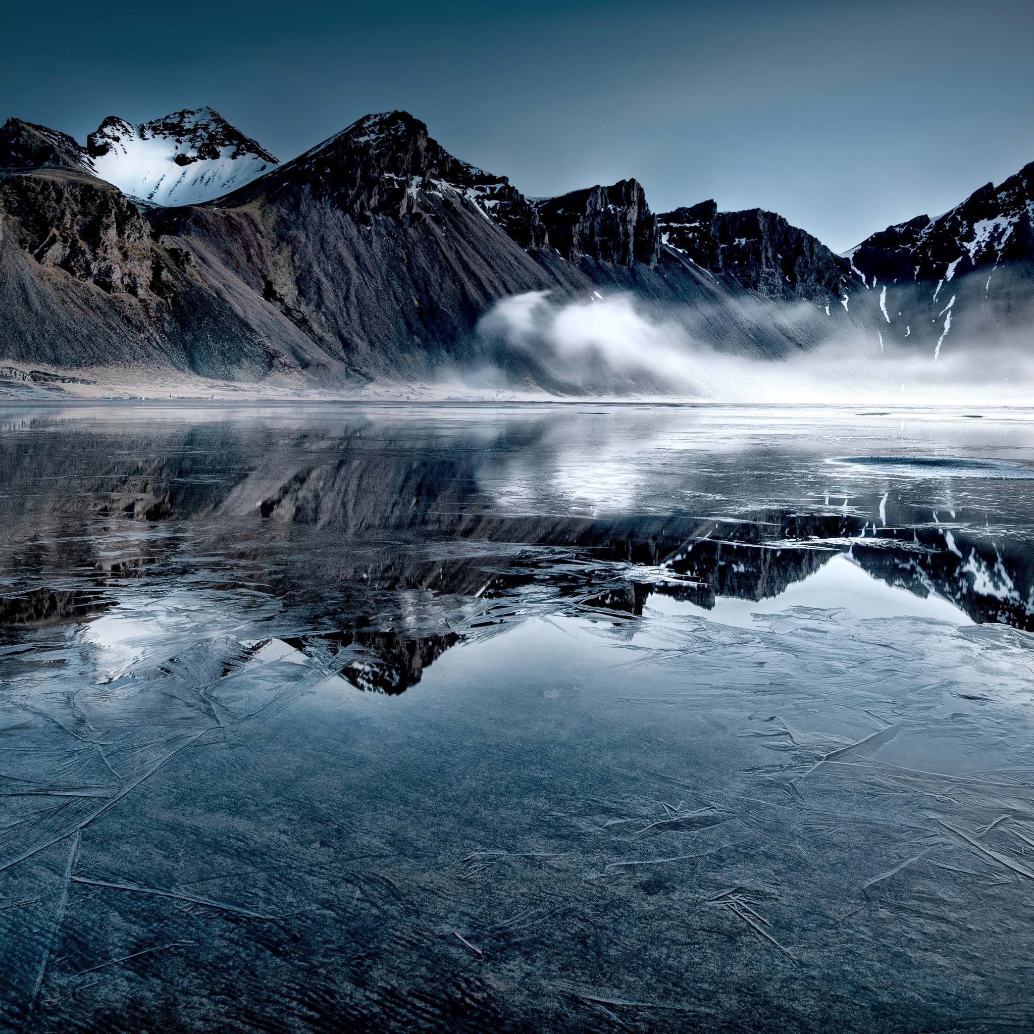 Vestrahorn Wallpaper 4K, Iceland, Frozen lake
