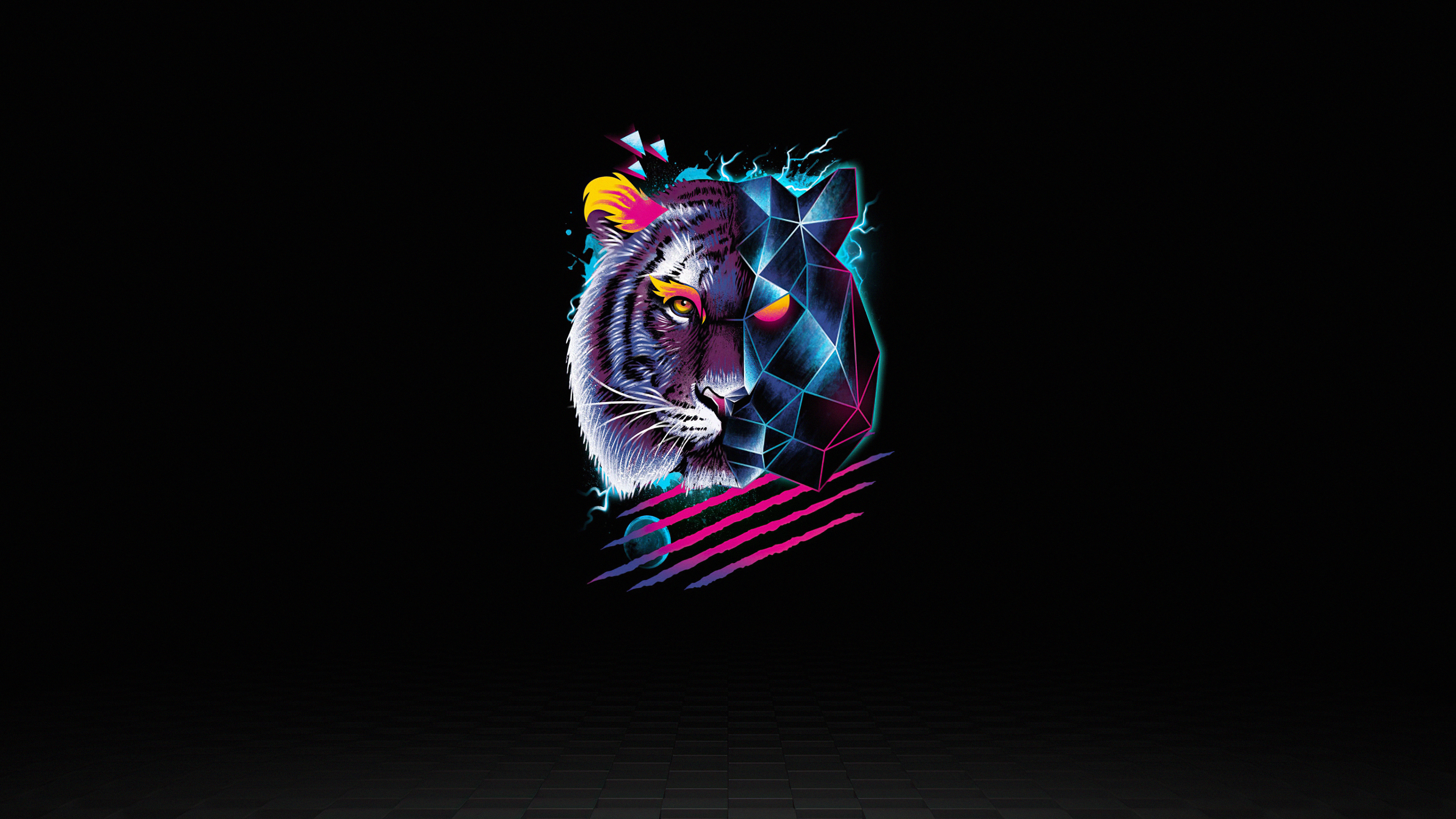 Dark Lion Retro 4k, HD Artist, 4k Wallpaper, Image, Background, Photo and Picture