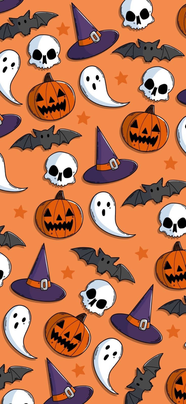 Download Cute Halloween Phone Orange Wallpaper