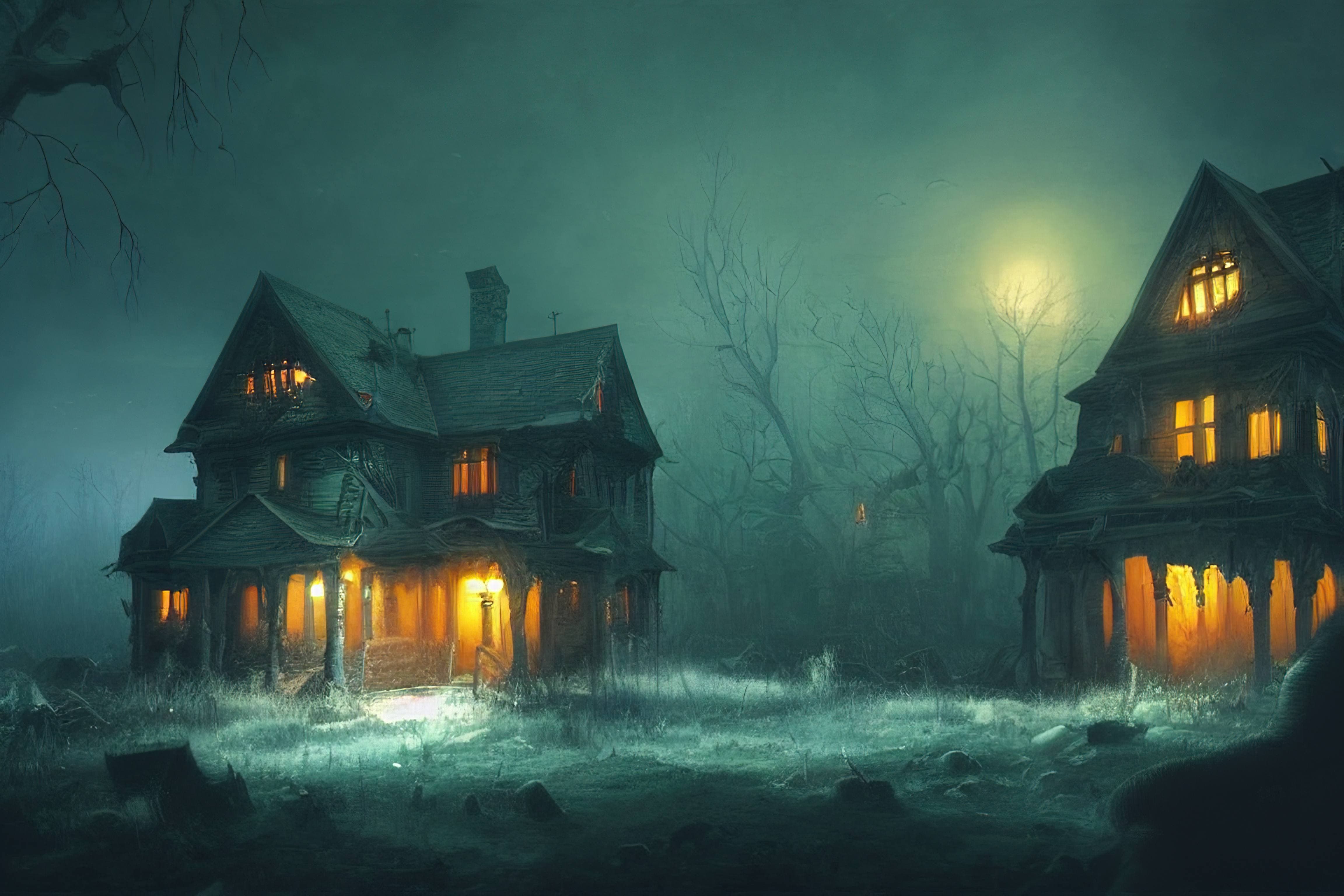 Halloween haunted house background wallpaper
