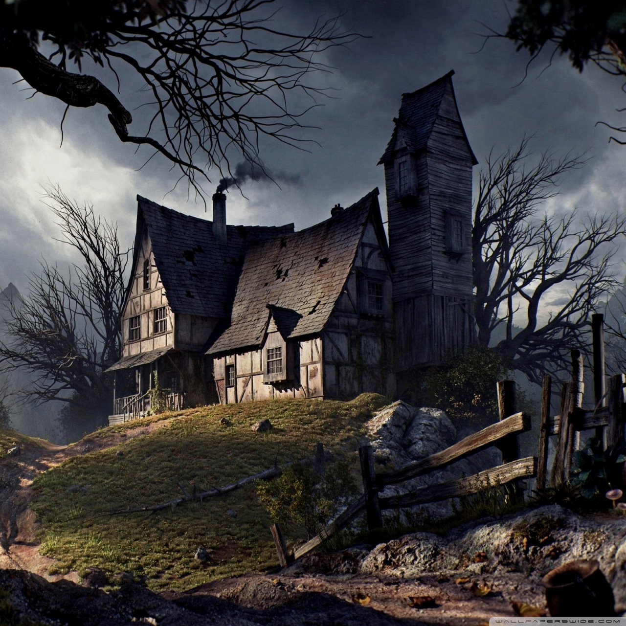Halloween Haunted House Ultra HD Desktop Background Wallpaper for 4K UHD TV, Multi Display, Dual Monitor, Tablet