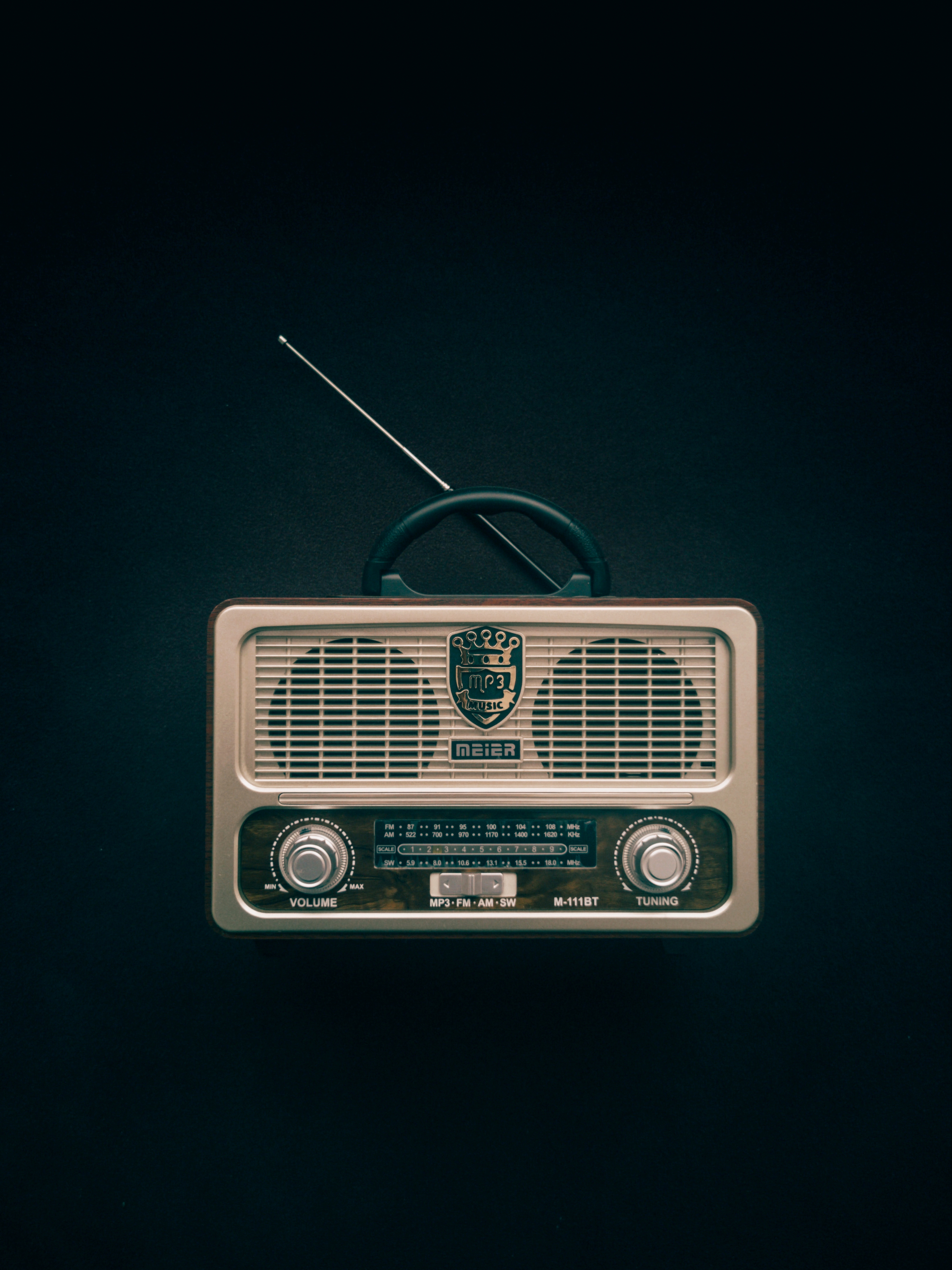 Vintage Radio Player on Black Background · Free